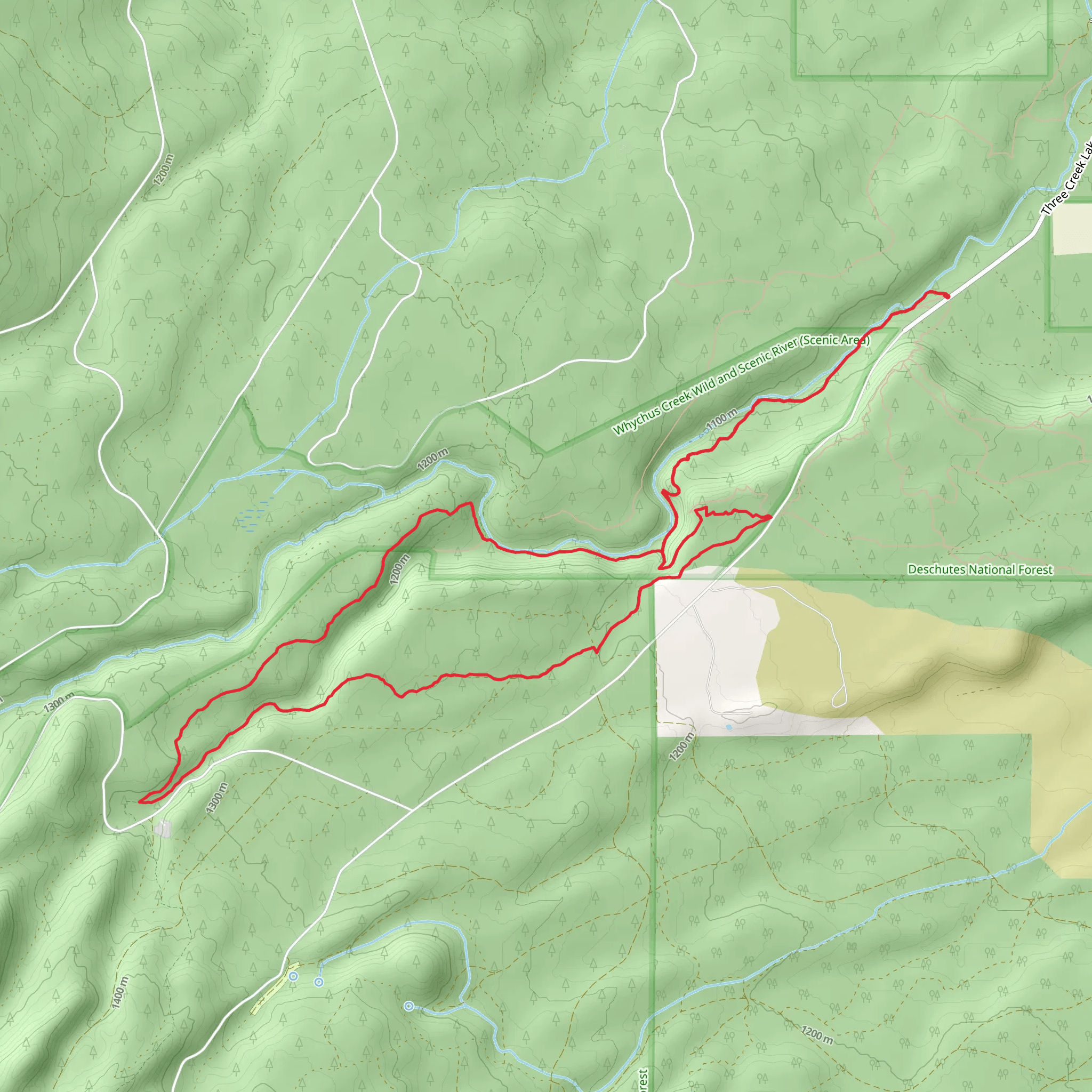 Whychus Creek Trail and Peterson Ridge Loop Trail mobile static map