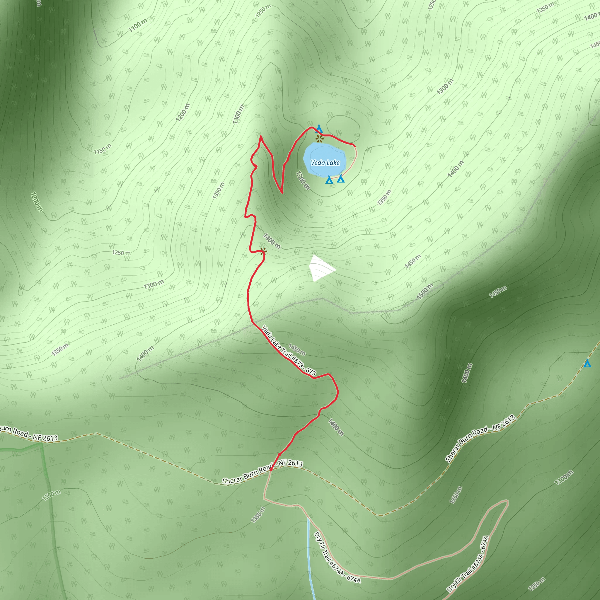 Veda Lake Trail mobile static map