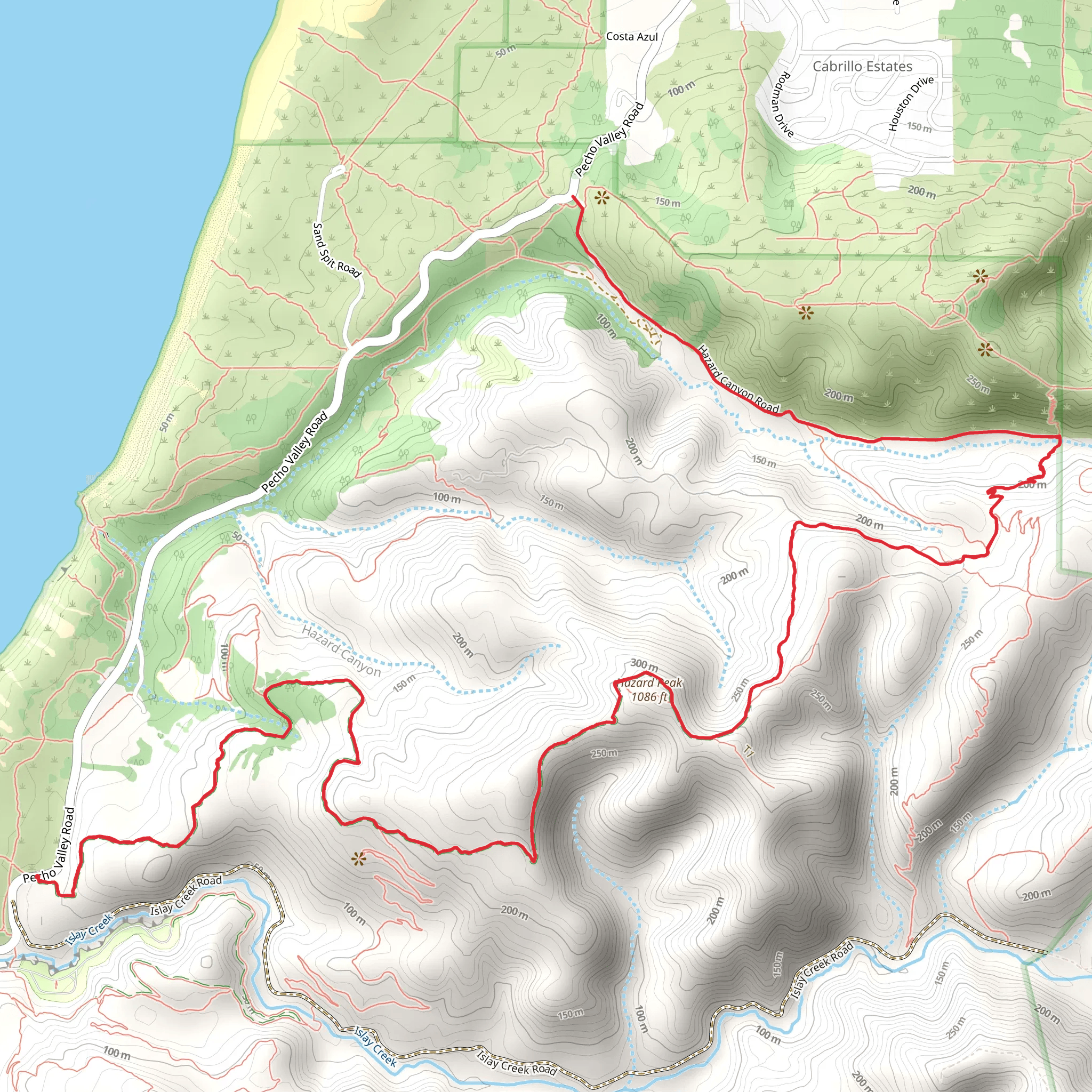 Hazard Peak Trail and Montana de Oro State Park mobile static map
