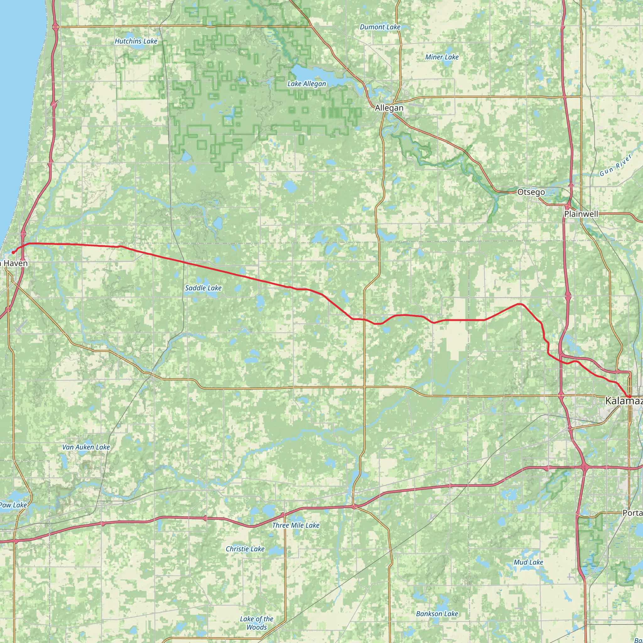 Kal-Haven Trail mobile static map