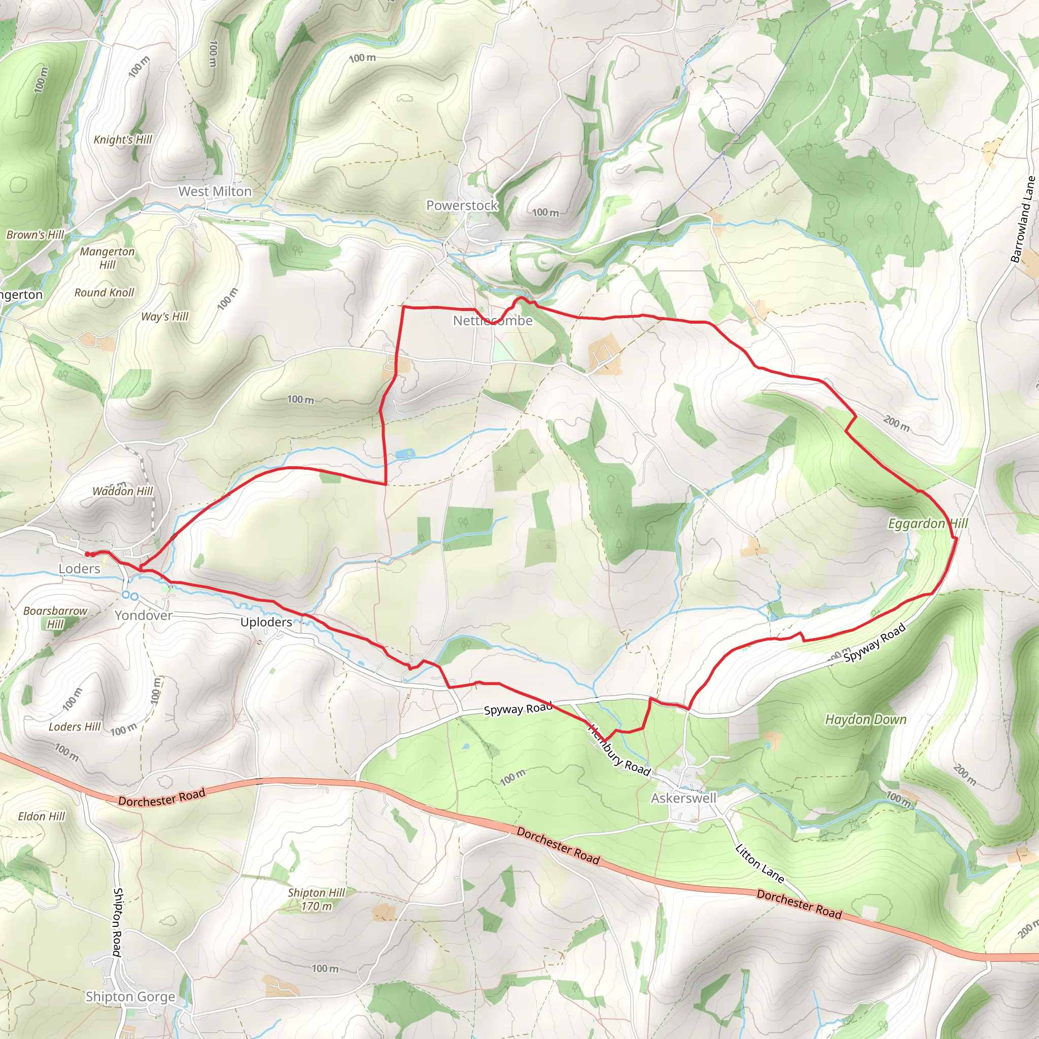 Eggardon Hill from Loders mobile static map