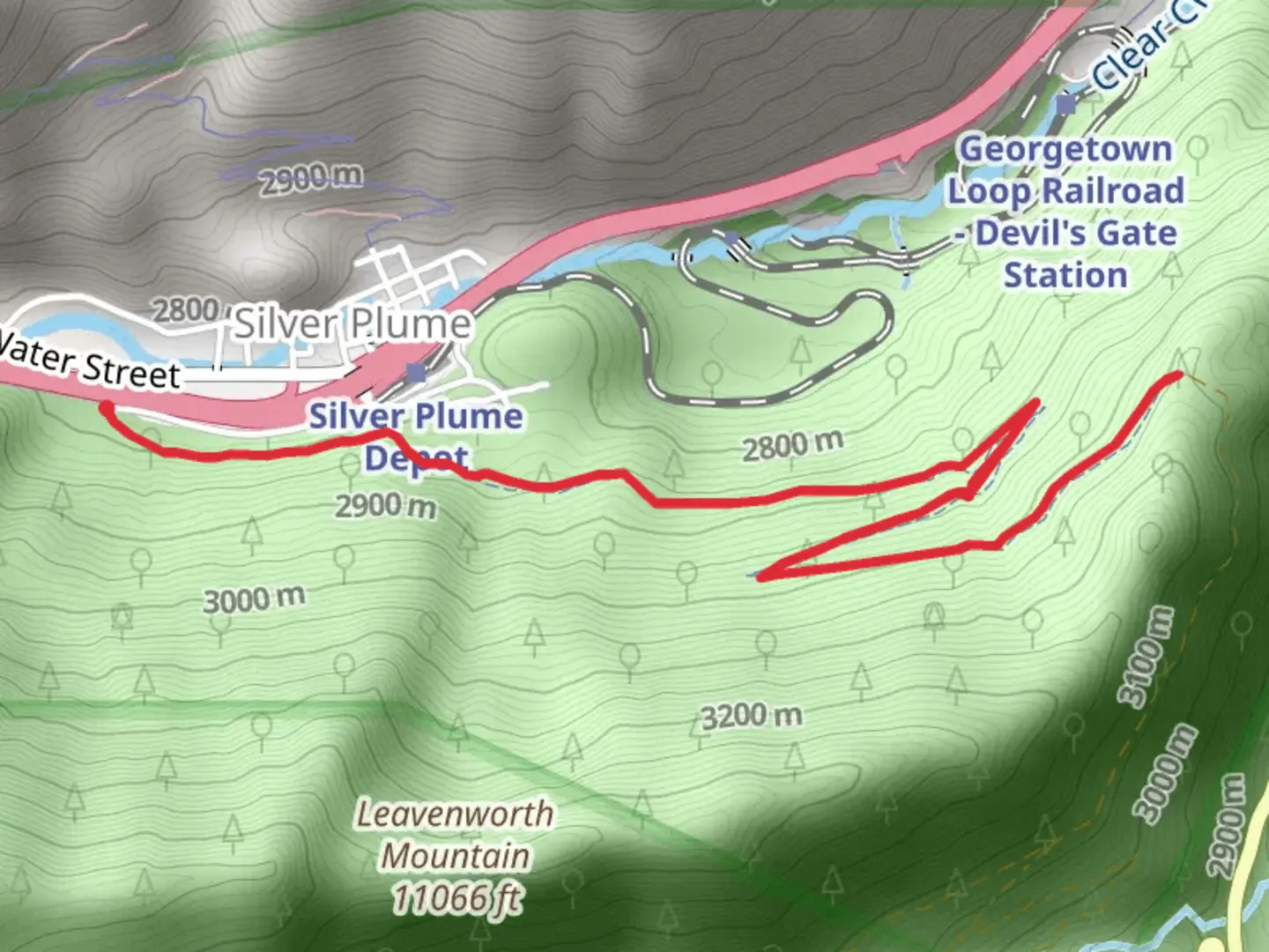 An image depicting the trail Argentine Central Railroad Grade Trail and its surrounding area.