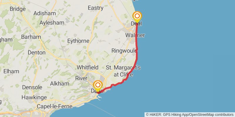 Folkestone to Deal Walk in Kent stage 2 Map