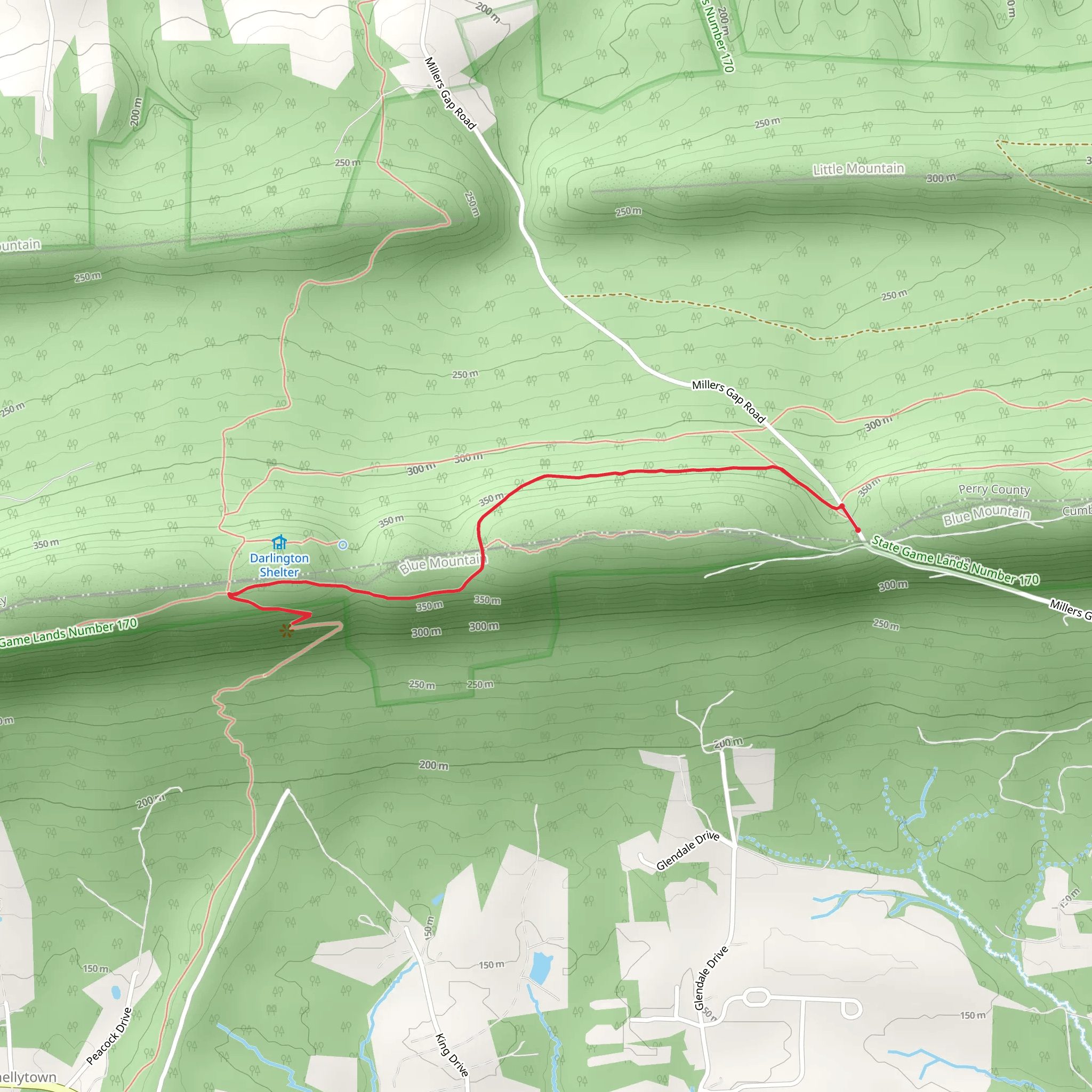 Darlington Trail in Blue Mountain area mobile static map