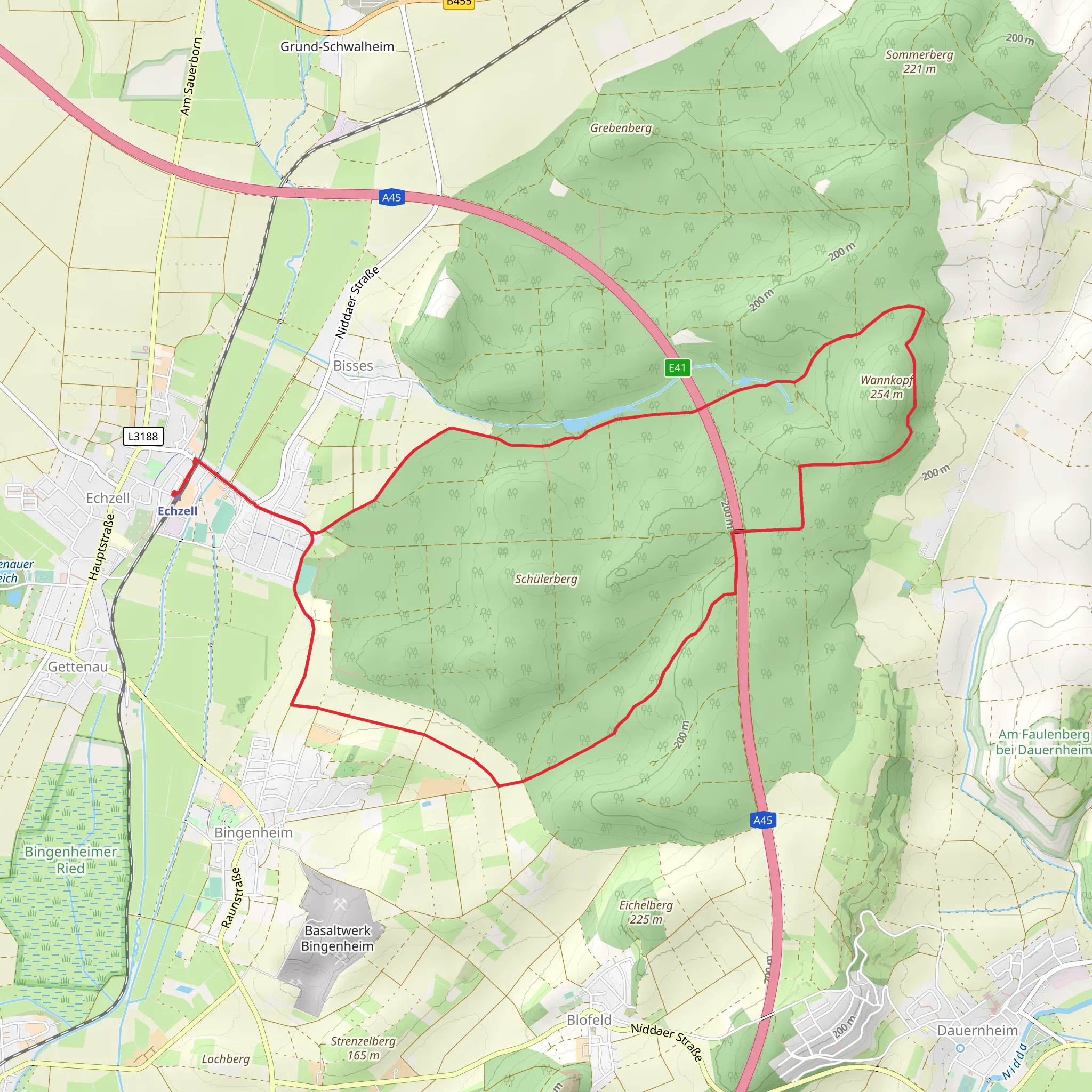 Jägerteich via Wetterau Spessart Weg mobile static map