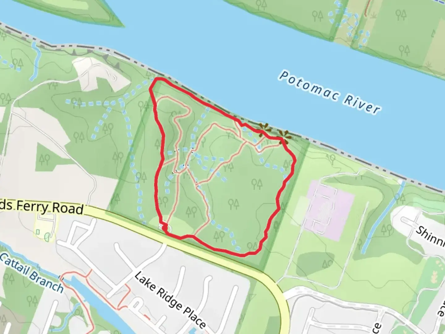 An image depicting the trail Potomac River - Red Rock Wilderness Overlook Loop and its surrounding area.