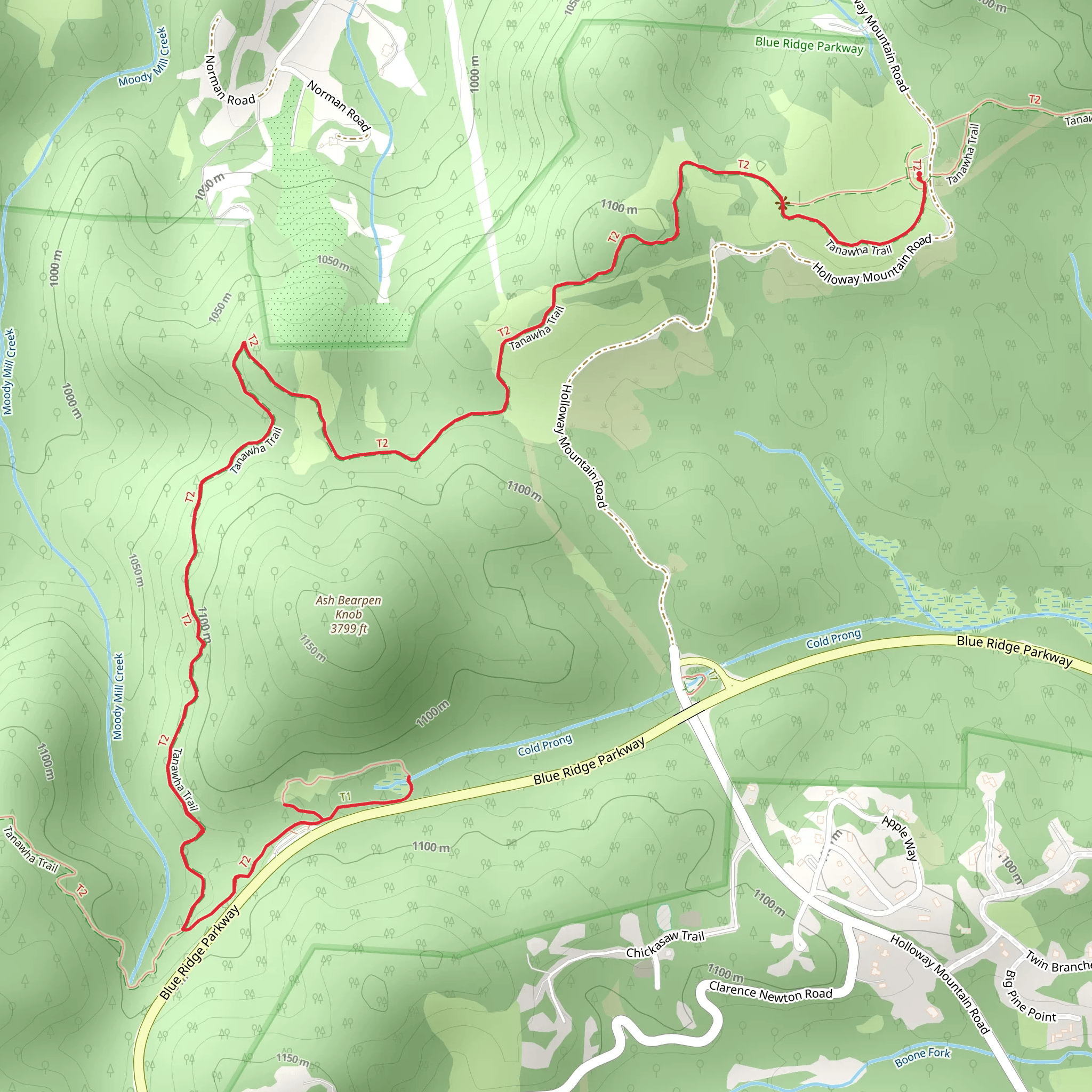 Tanawha Trail and Cold Prong Pond mobile static map