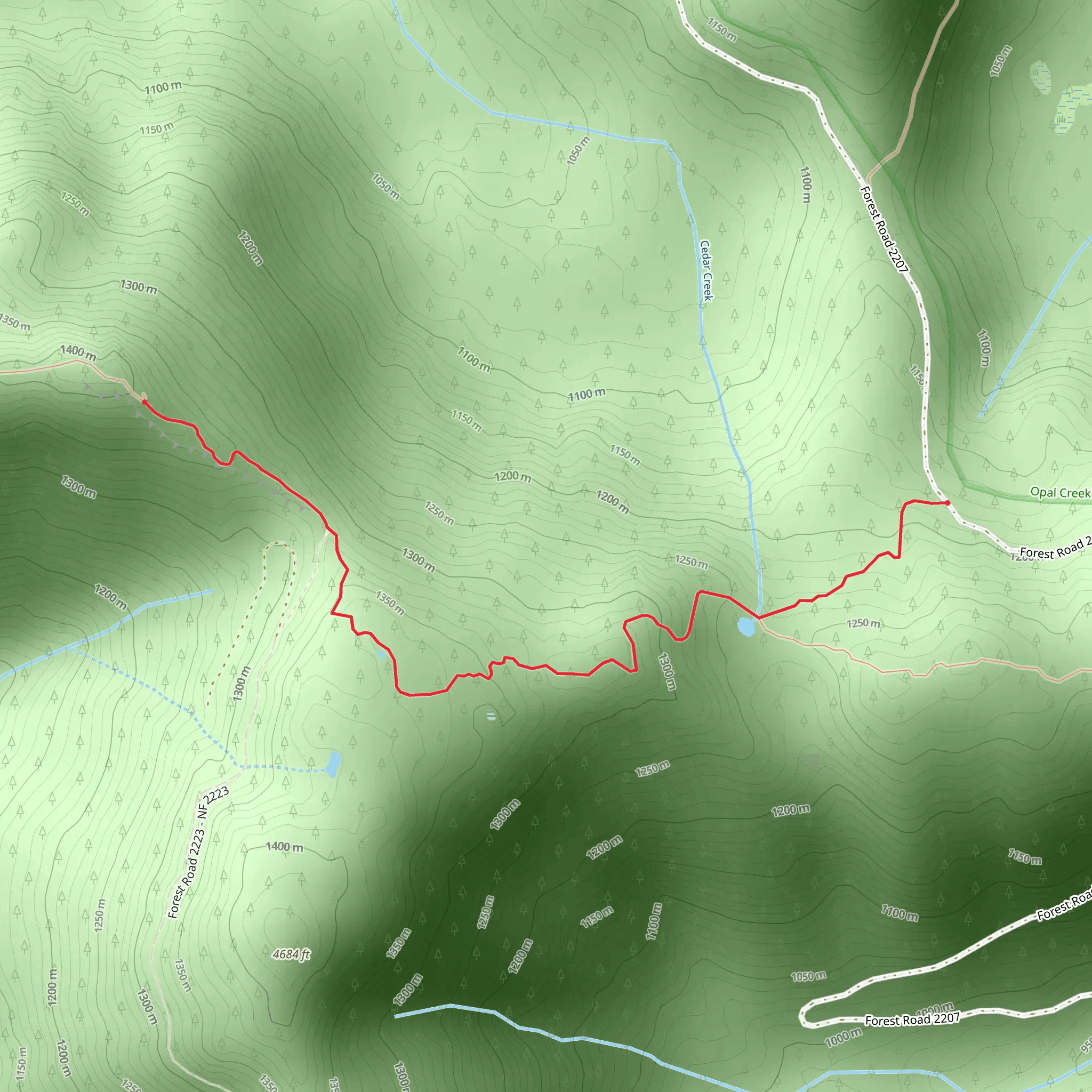 Cedar Lake and Elkhorn Ridge Trail mobile static map