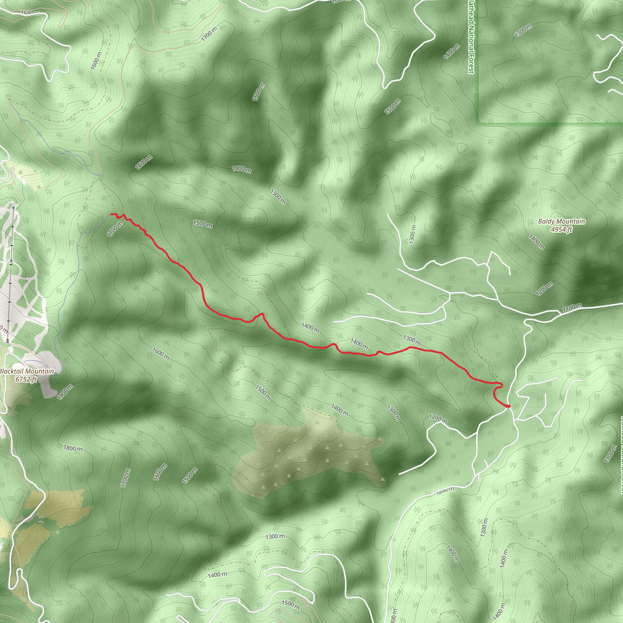 Blacktail to Lakeside Trail mobile static map