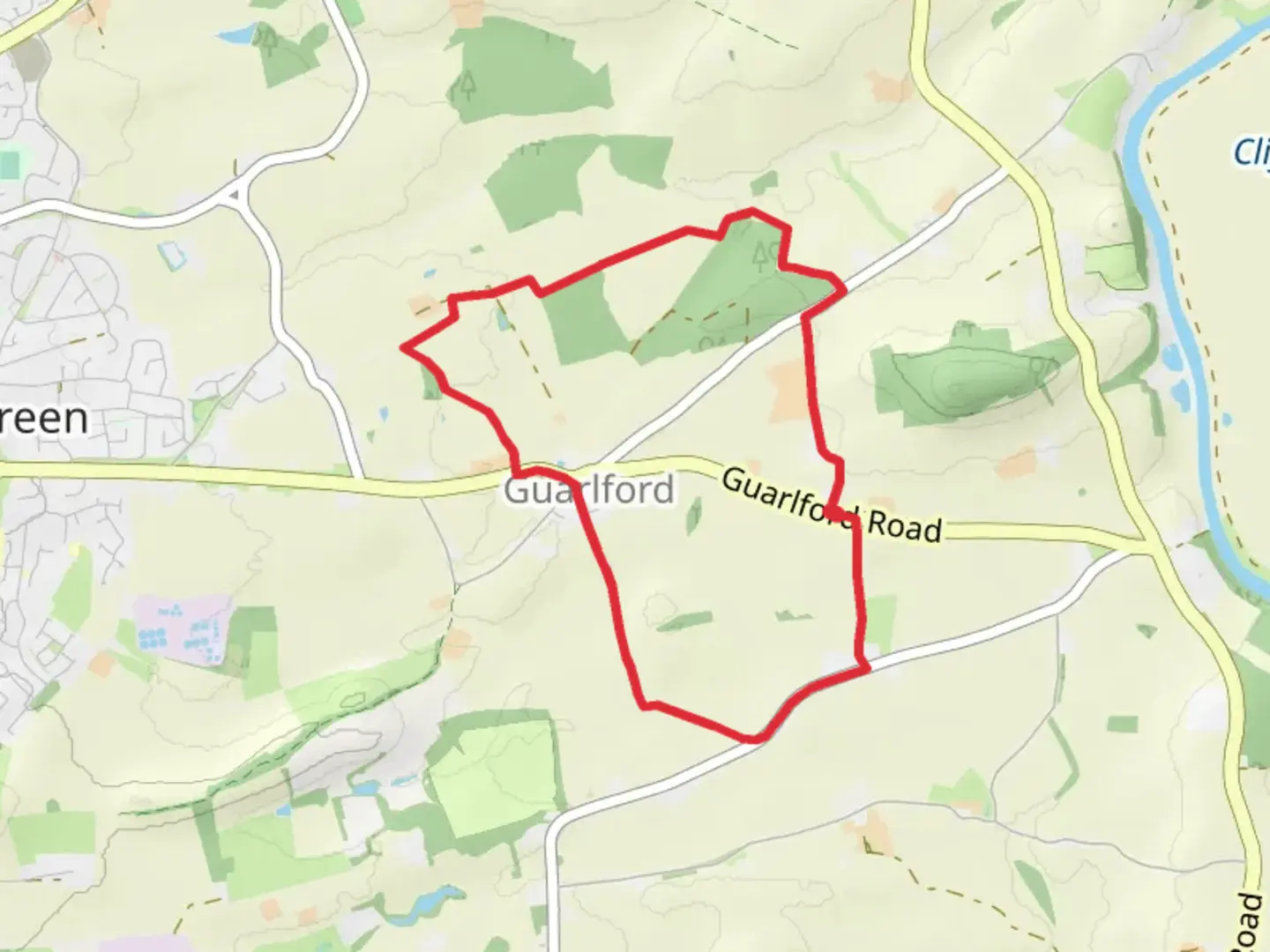 An image depicting the trail South Wood and Garter Wood Loop and its surrounding area.