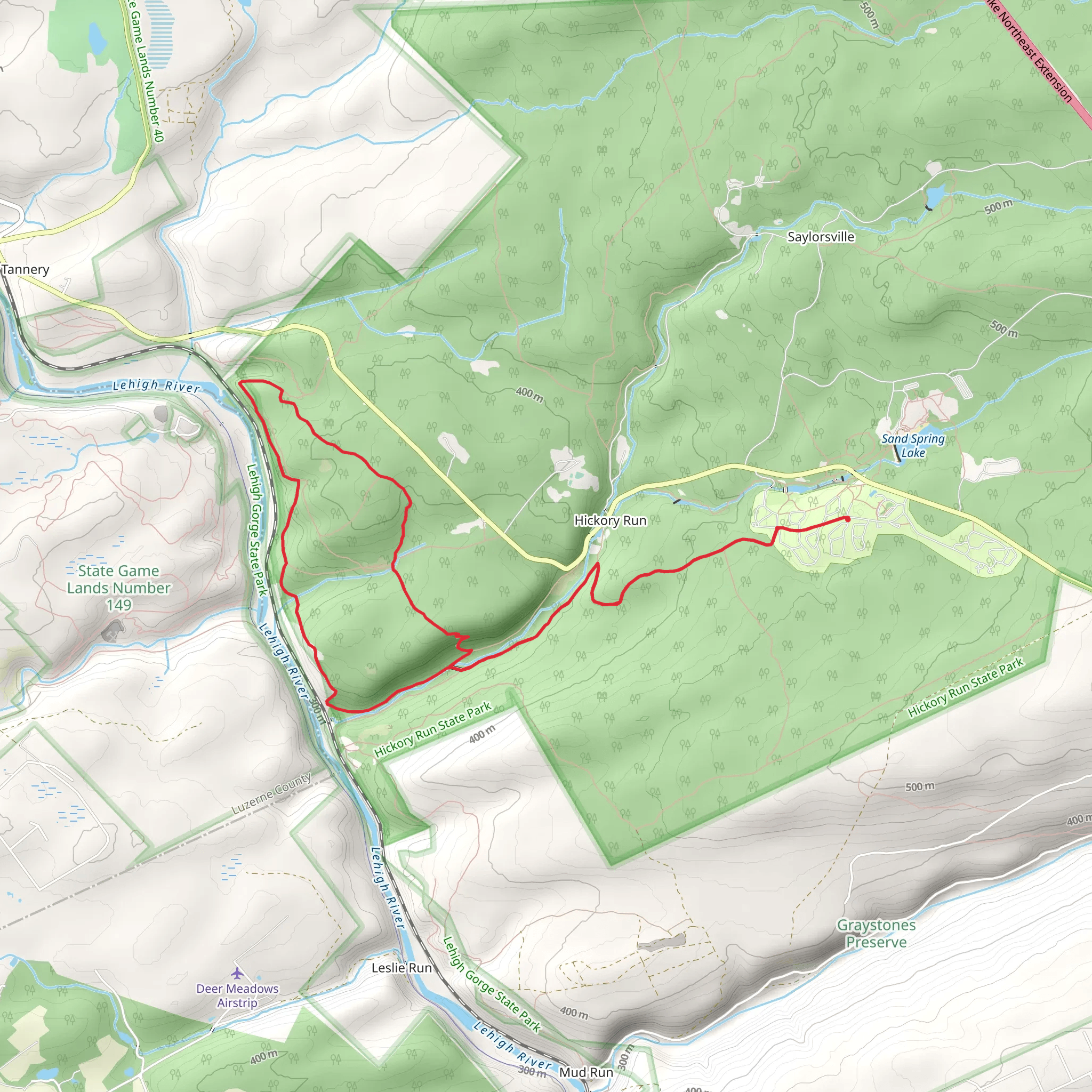 Hickory Run and Goulds Run Loop mobile static map