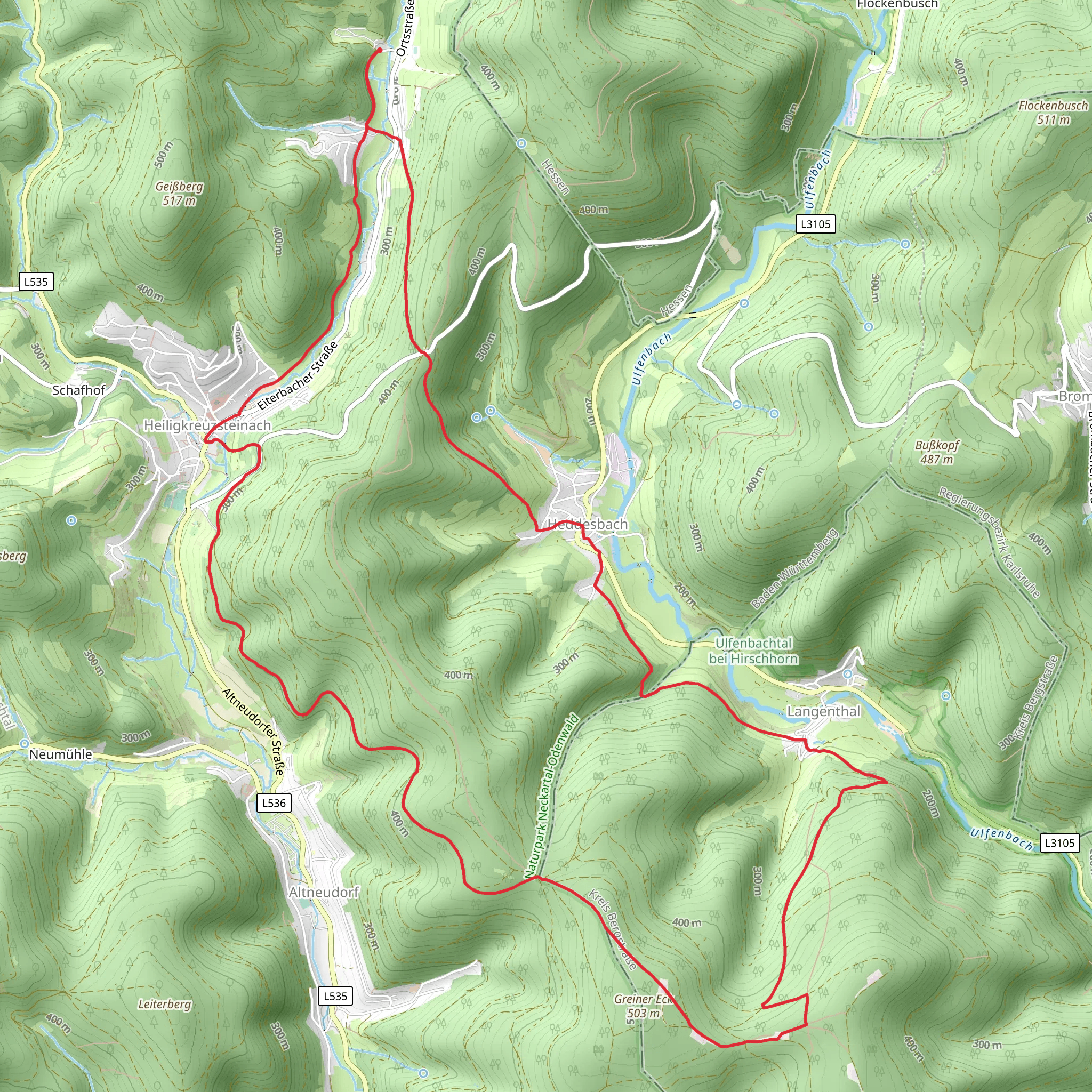Heddesbach and Heiligkreuzsteinach Loop mobile static map