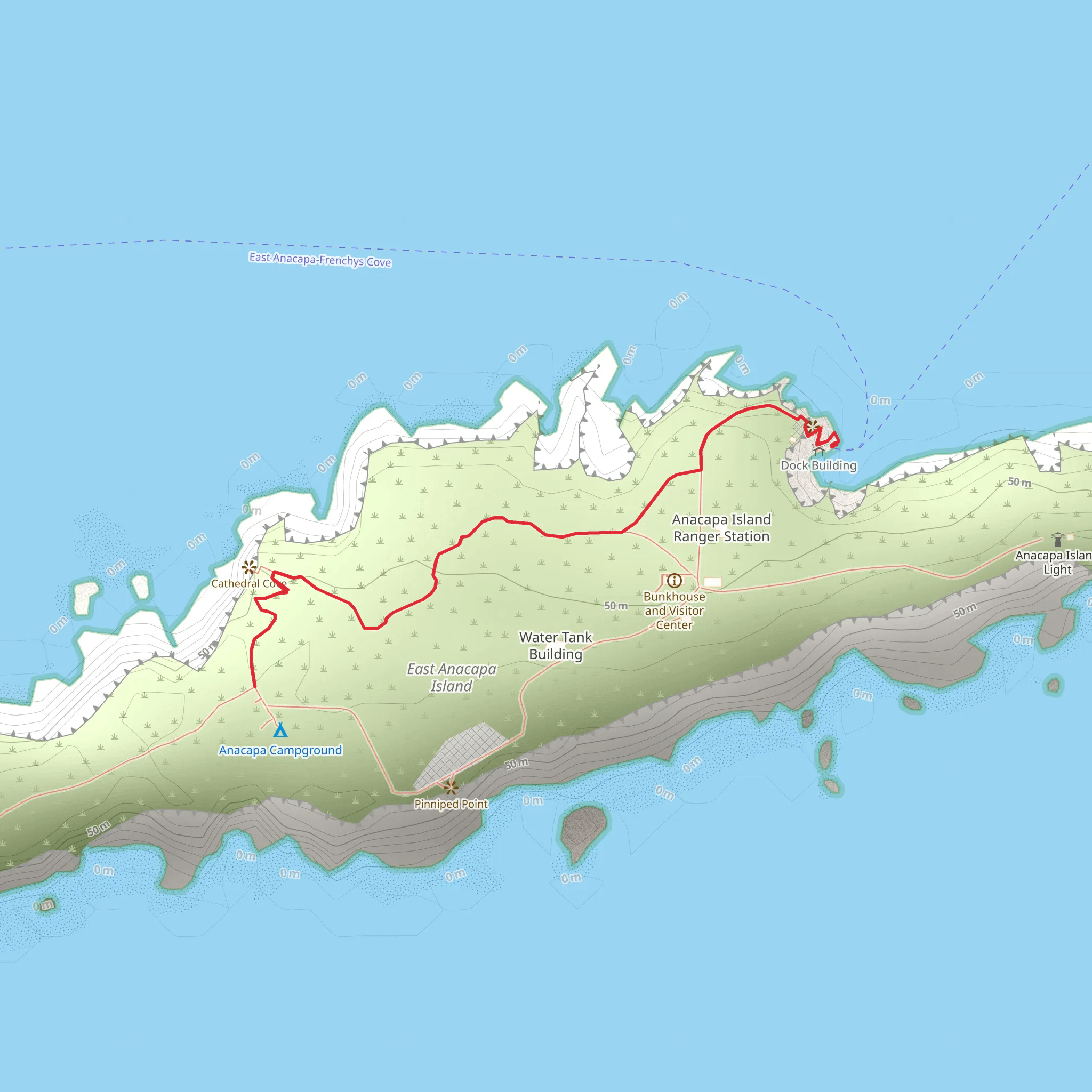 Cathedral Cove Trail from Landing Cove mobile static map