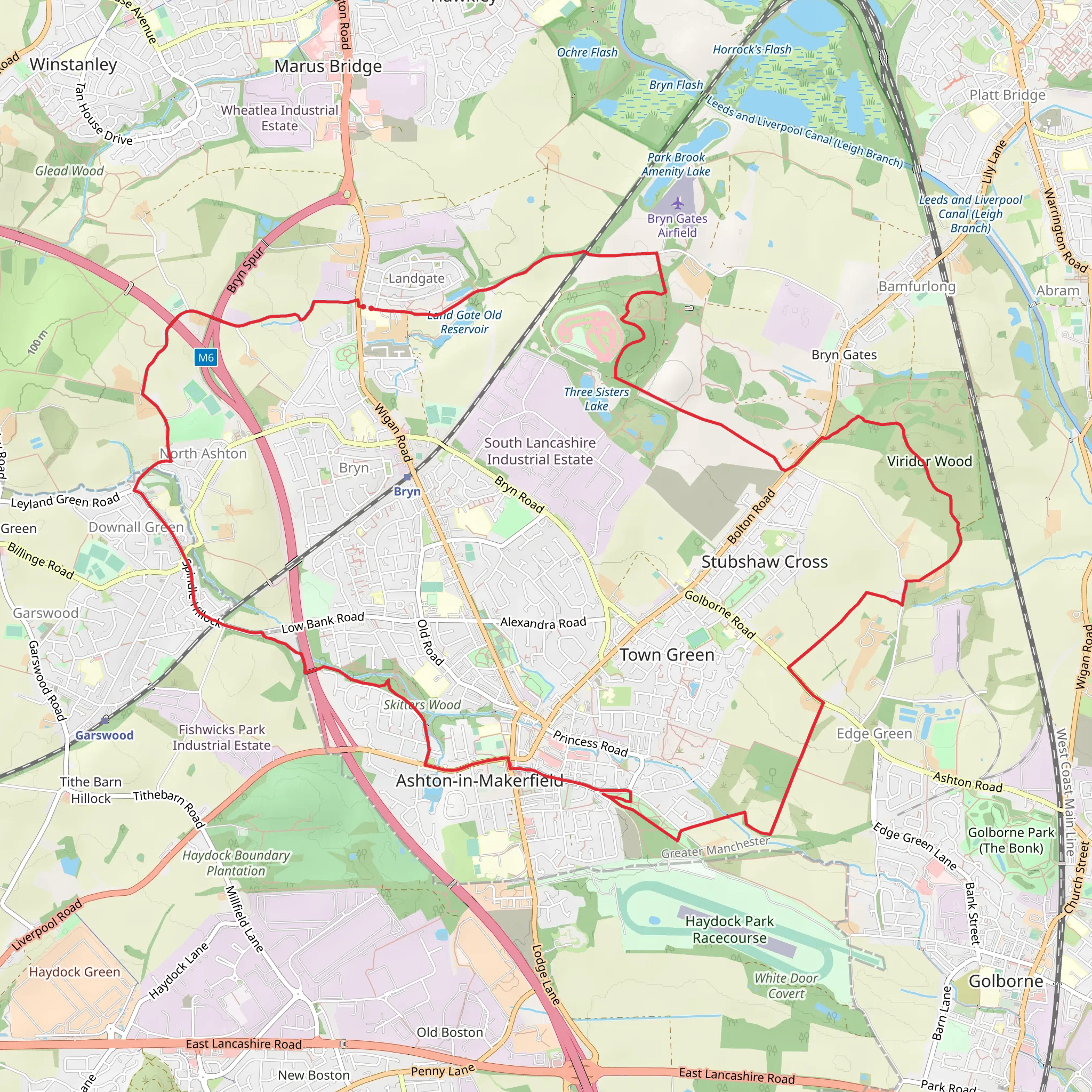 Bryn, Ashton in Makerfield Loop mobile static map