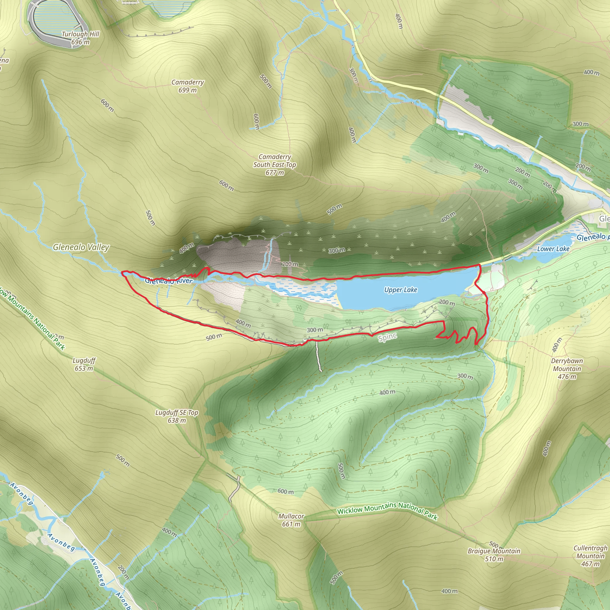 Spinc and Glenealo Valley - Glendalough mobile static map