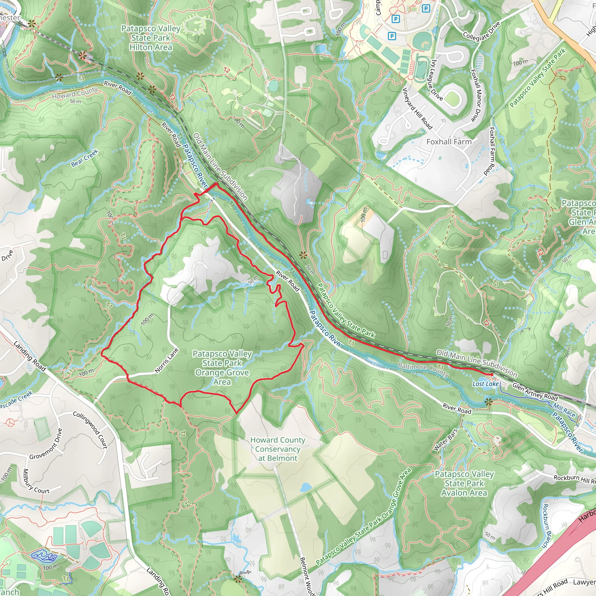 Grist Mill, Cascade Falls and Ridge Loop Trail mobile static map