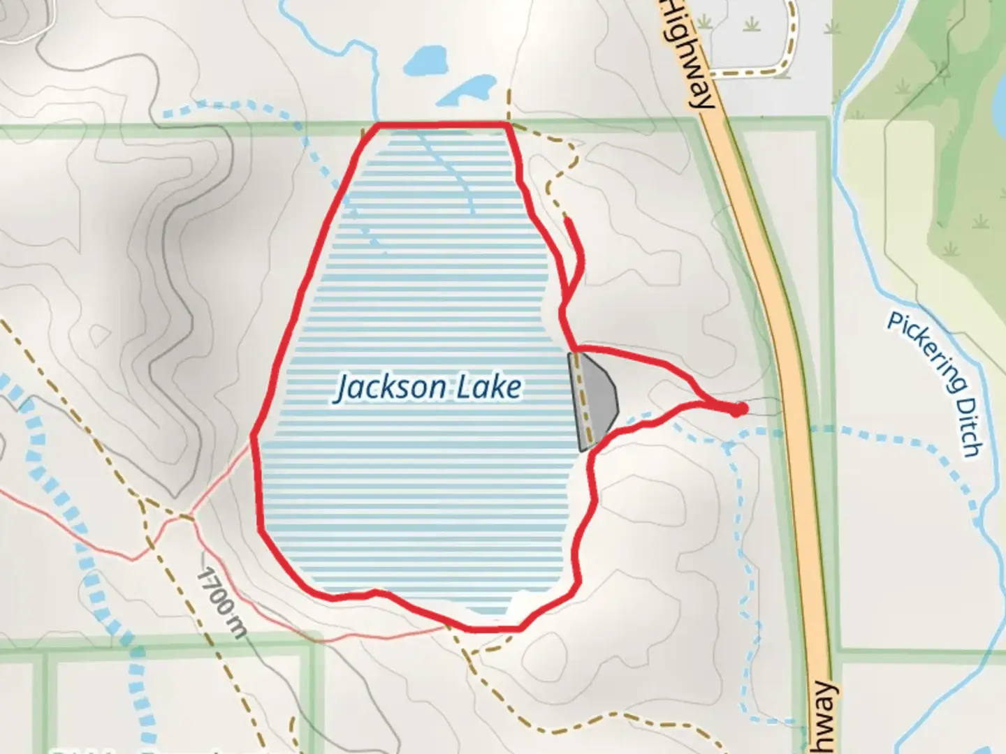 An image depicting the trail Jackson Lake Loop and its surrounding area.