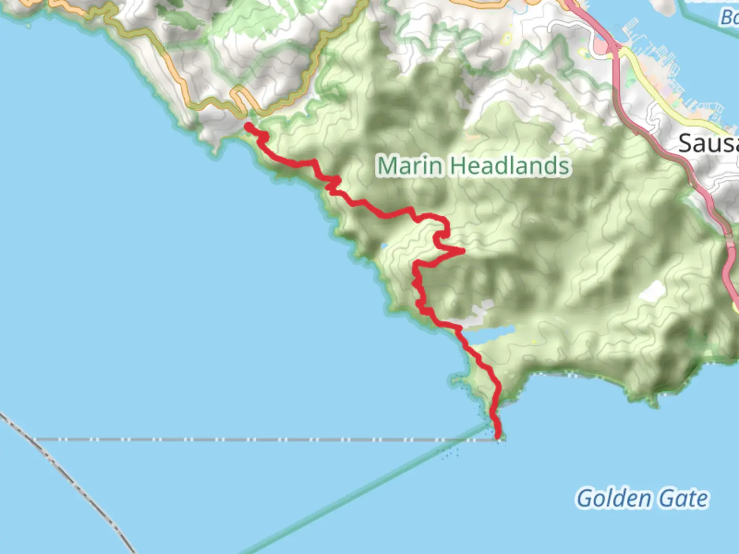 An image depicting the trail Coastal and Point Bonita Trail and its surrounding area.
