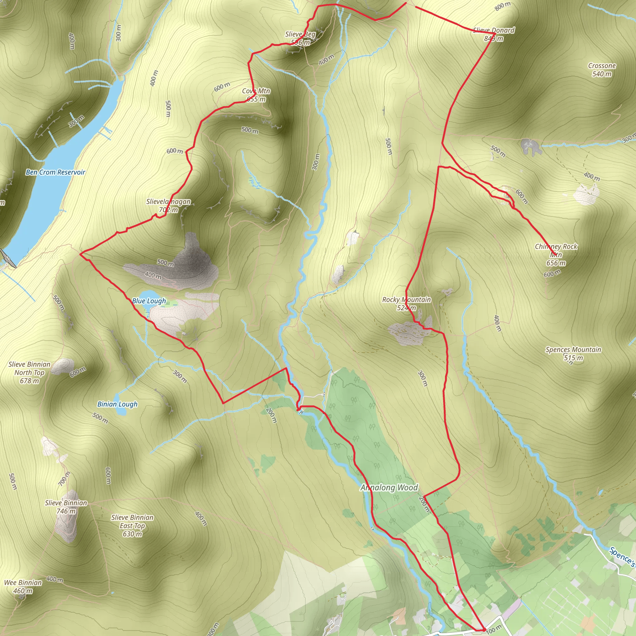 Chimney Rock and Cove Mountain Loop from Glasdrumman mobile static map