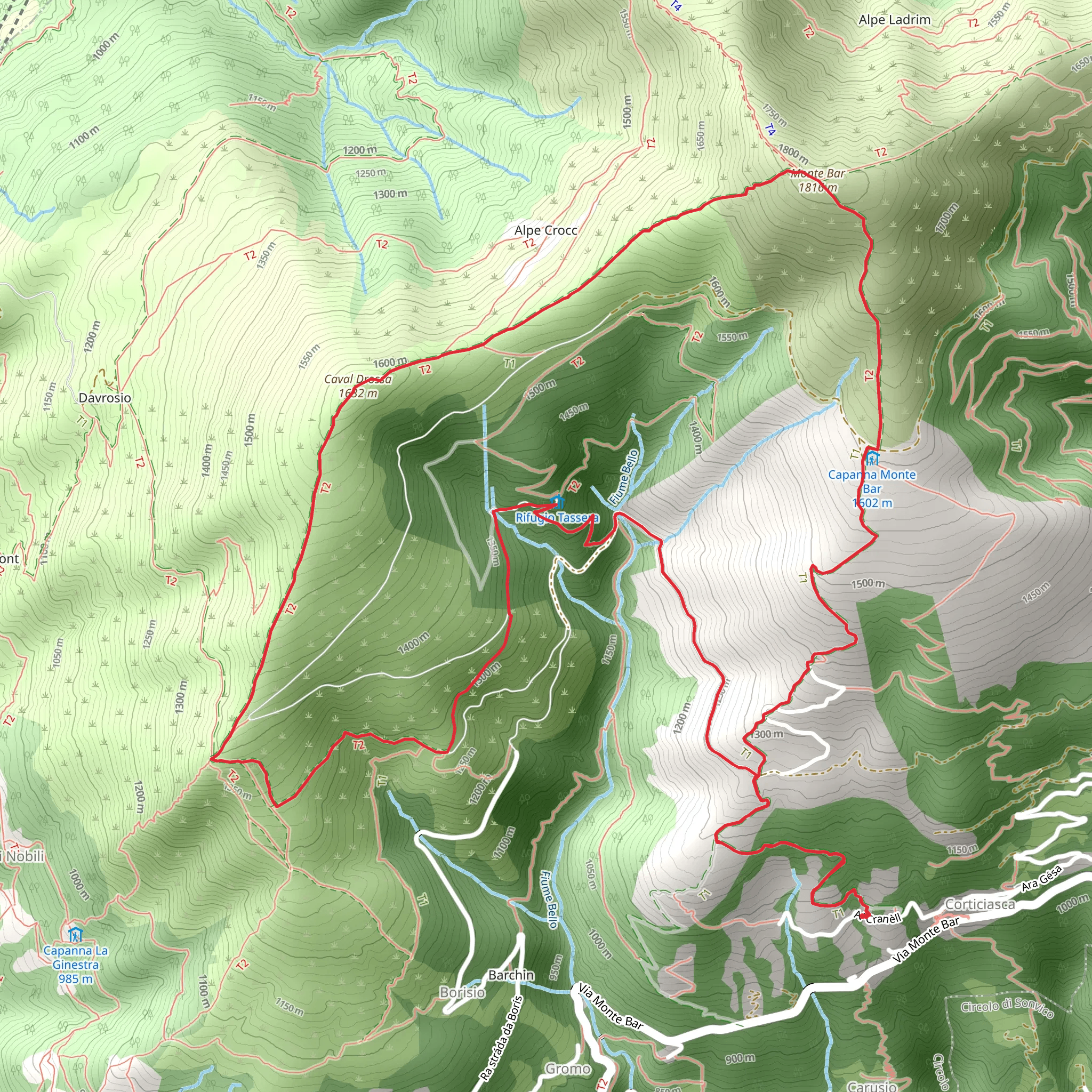 Motto della Croce – Monte Bar Loop Trail mobile static map