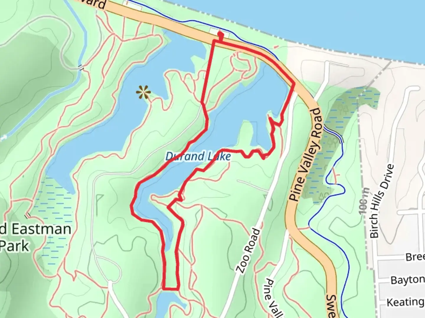 An image depicting the trail Durand Lake Loop and its surrounding area.