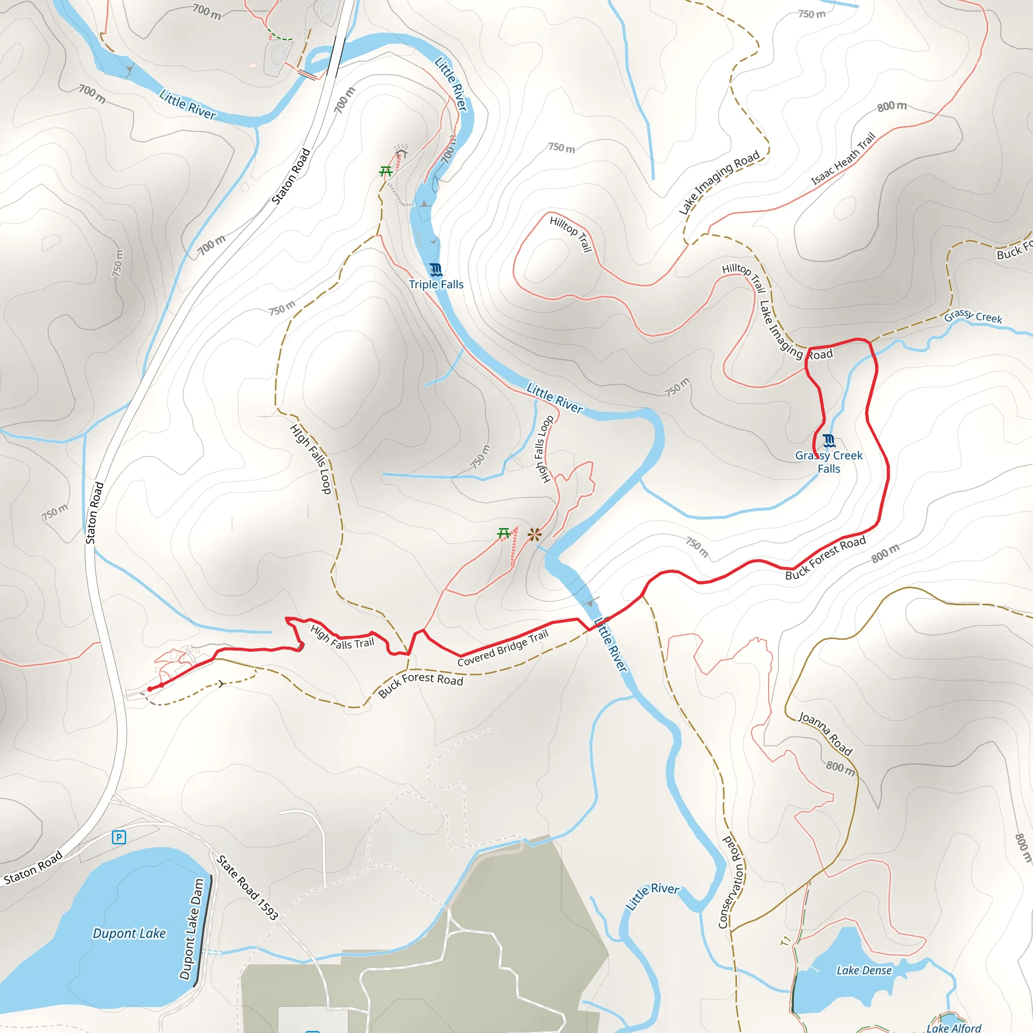 Covered Bridge and Grassy Creek Falls Trail mobile static map