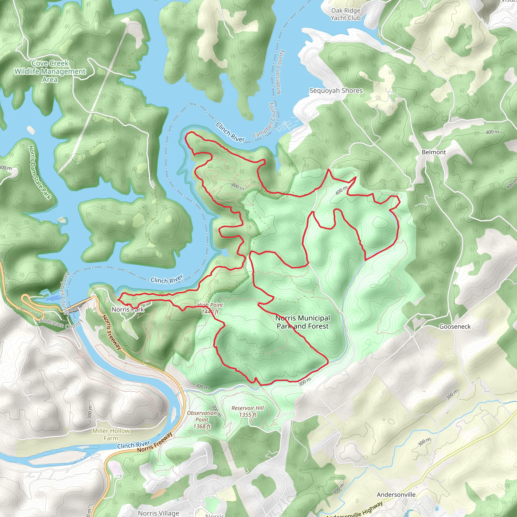 Lake View Trail, Clear Creek and High Point Loop mobile static map