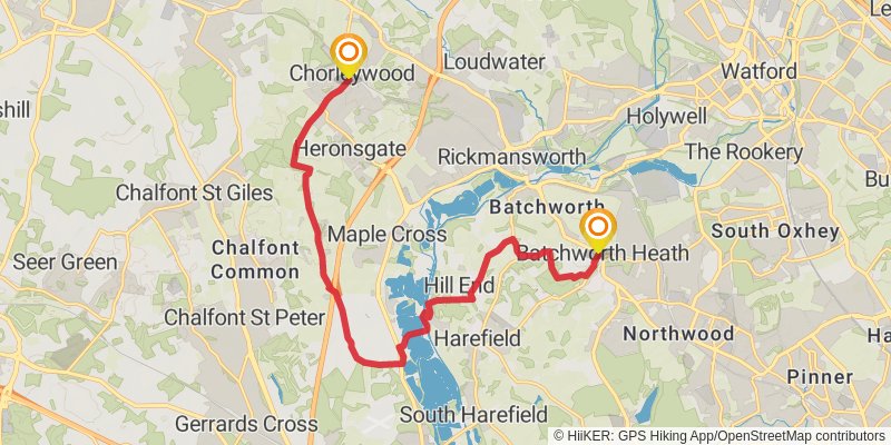 Hertfordshire Border from Chorleywood stage 14 Map