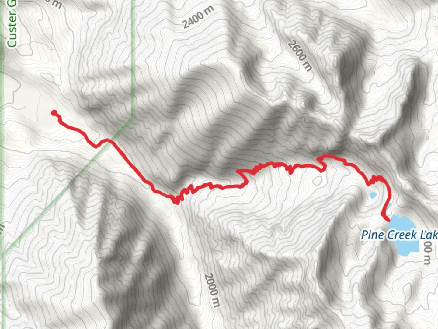 An image depicting the trail Pine Creek Lake and its surrounding area.