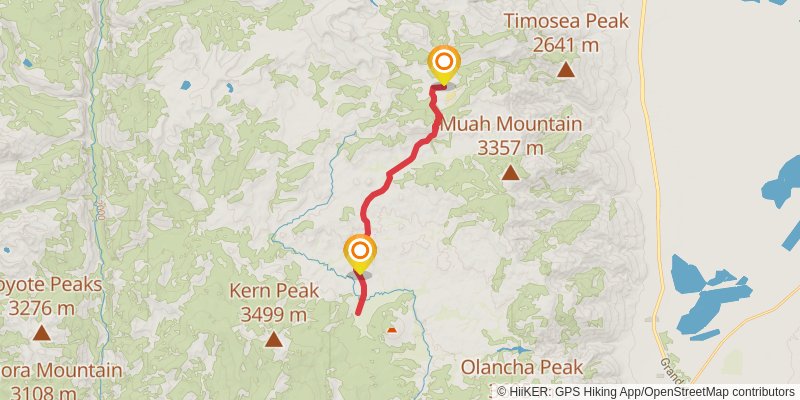 Mulkey Meadow - Templeton Meadow via Trail Pass Trail stage 2 Map