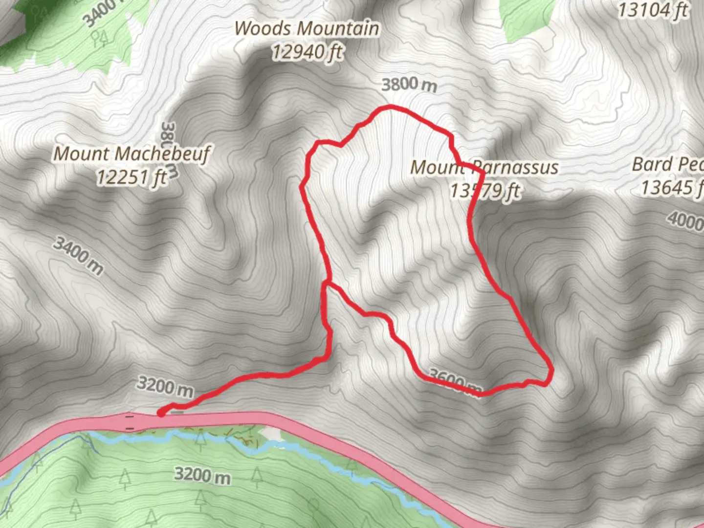 An image depicting the trail Mount Parnassus Loop and its surrounding area.