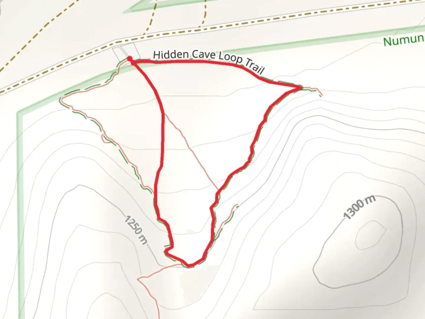 An image depicting the trail Hidden Cave loop Trail and its surrounding area.