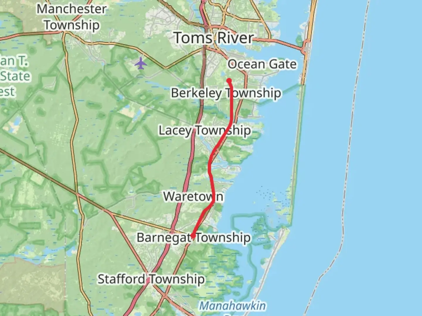 An image depicting the trail Barnegat Branch Rail Trail and its surrounding area.