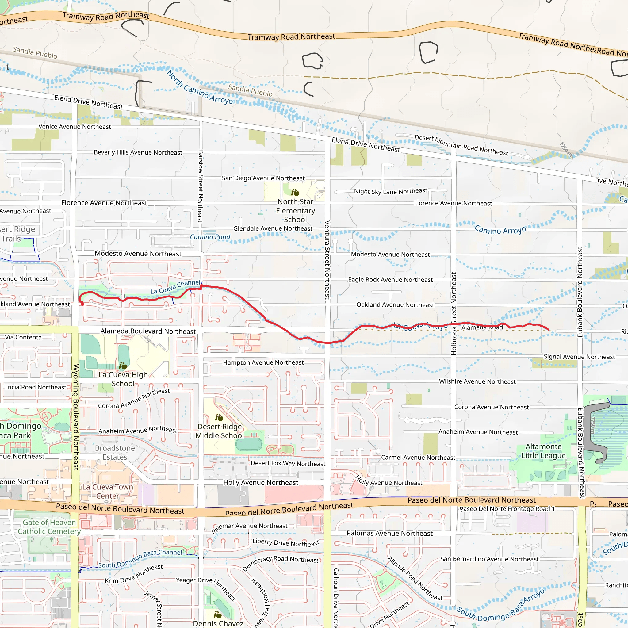 Walk along La Cueva Channel mobile static map