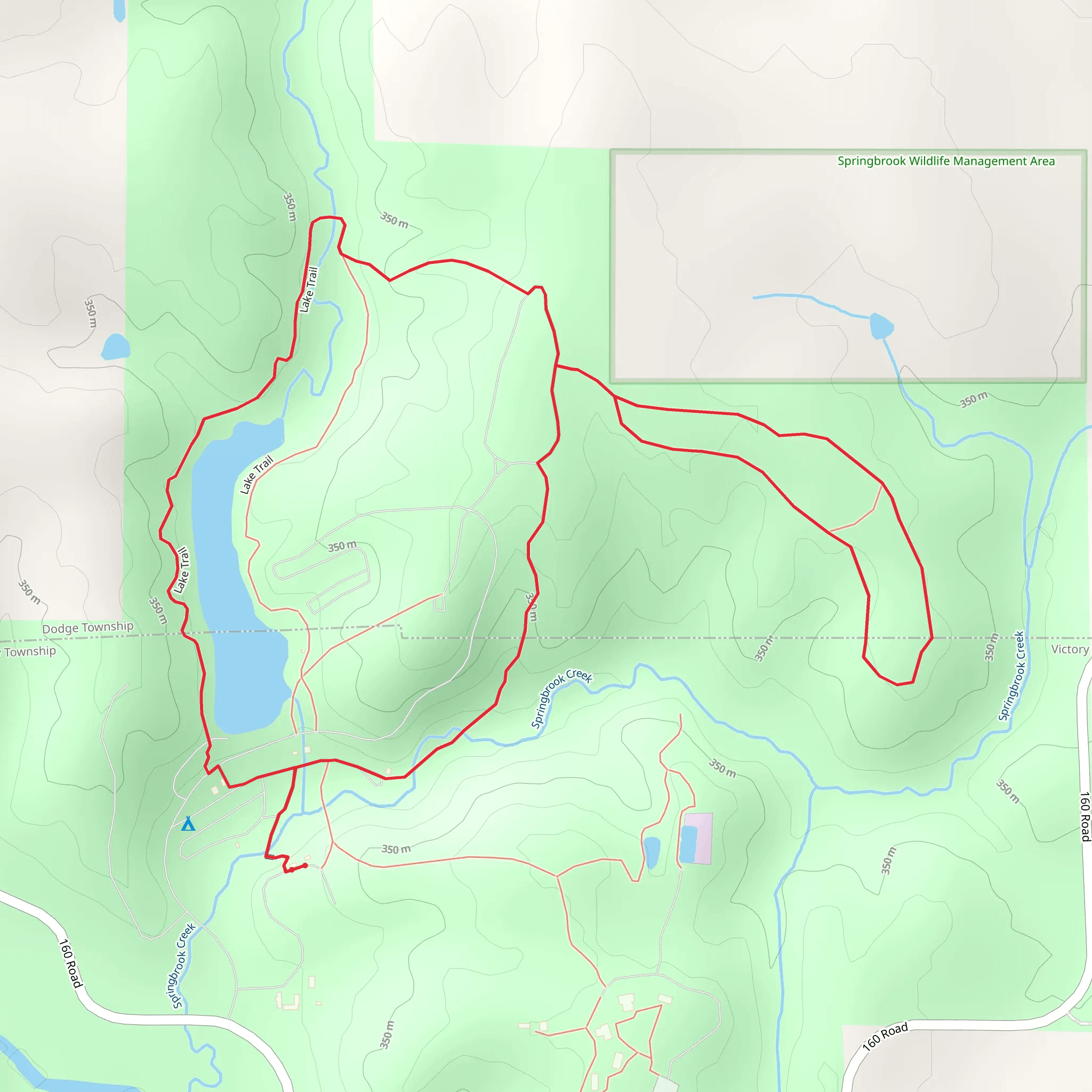 Lake Trail and Springbrook State Park Loop mobile static map
