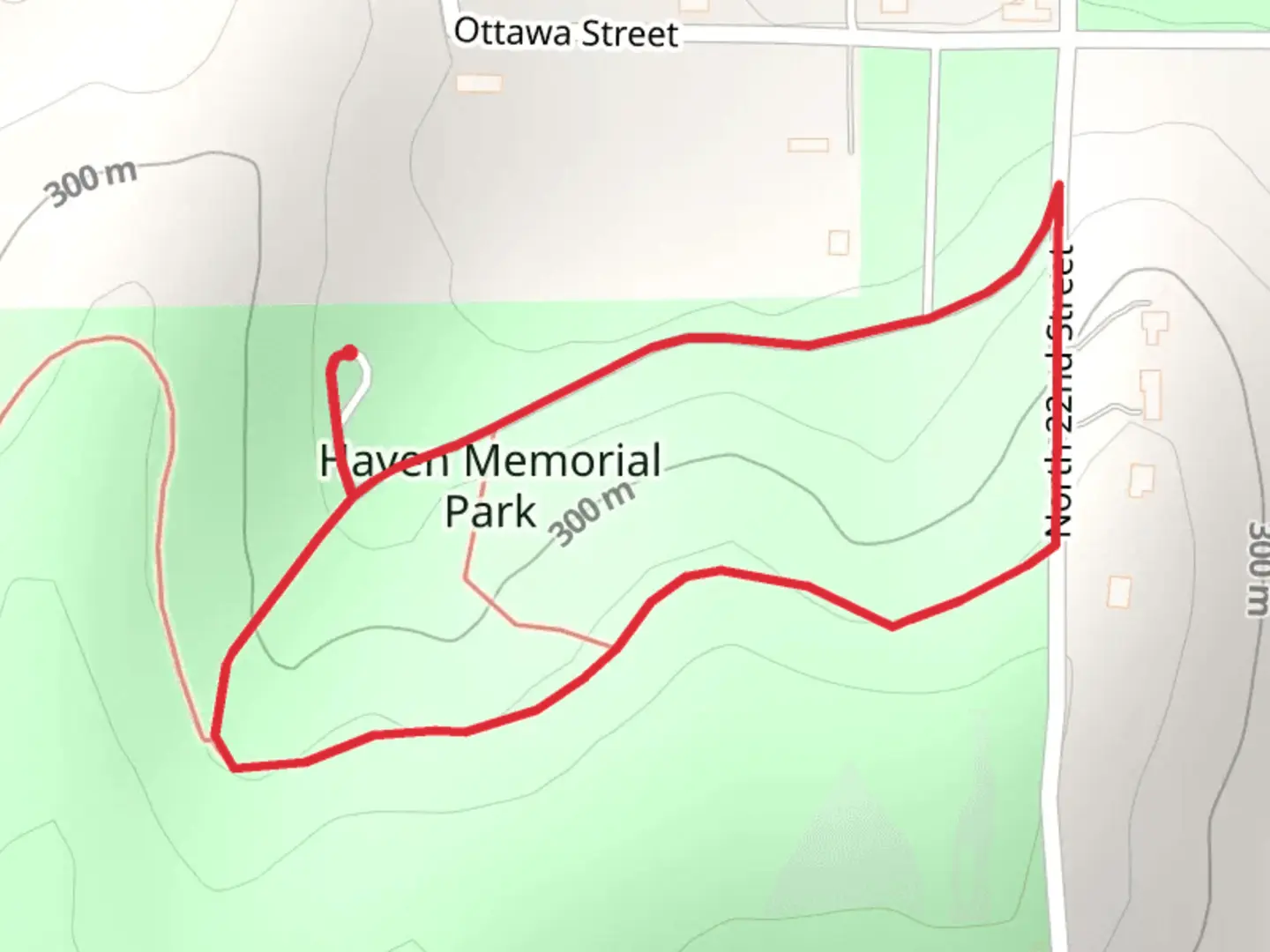 An image depicting the trail Haven Memorial Park Loop and its surrounding area.
