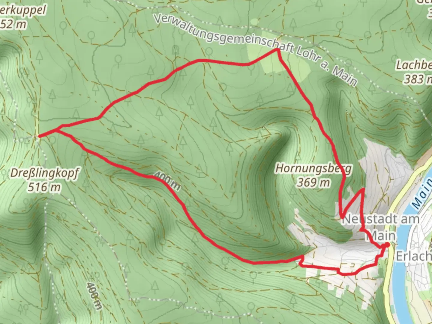 An image depicting the trail Aussichtspunkt Hornungsberg via Kreuzweg and its surrounding area.