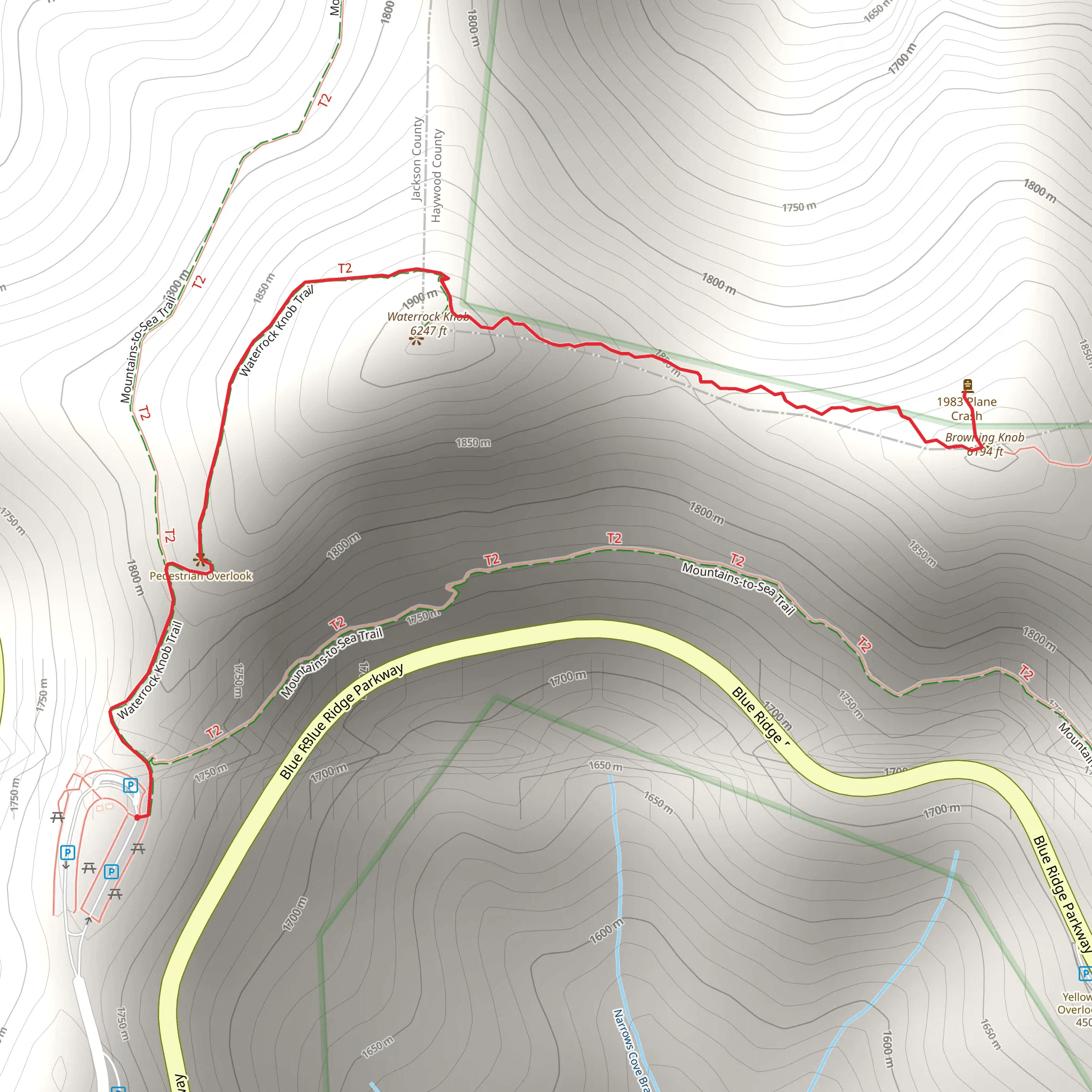 Browning Knob via Waterrock Knob Trail mobile static map