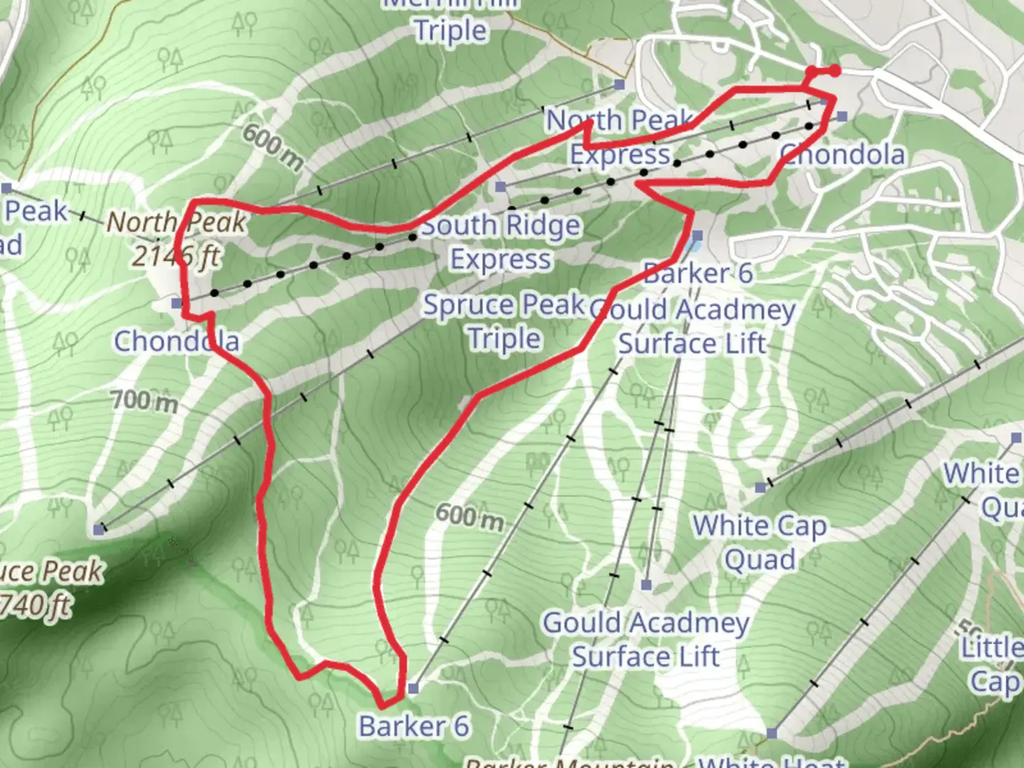An image depicting the trail Escapade and Right Stuff Loop Trail and its surrounding area.