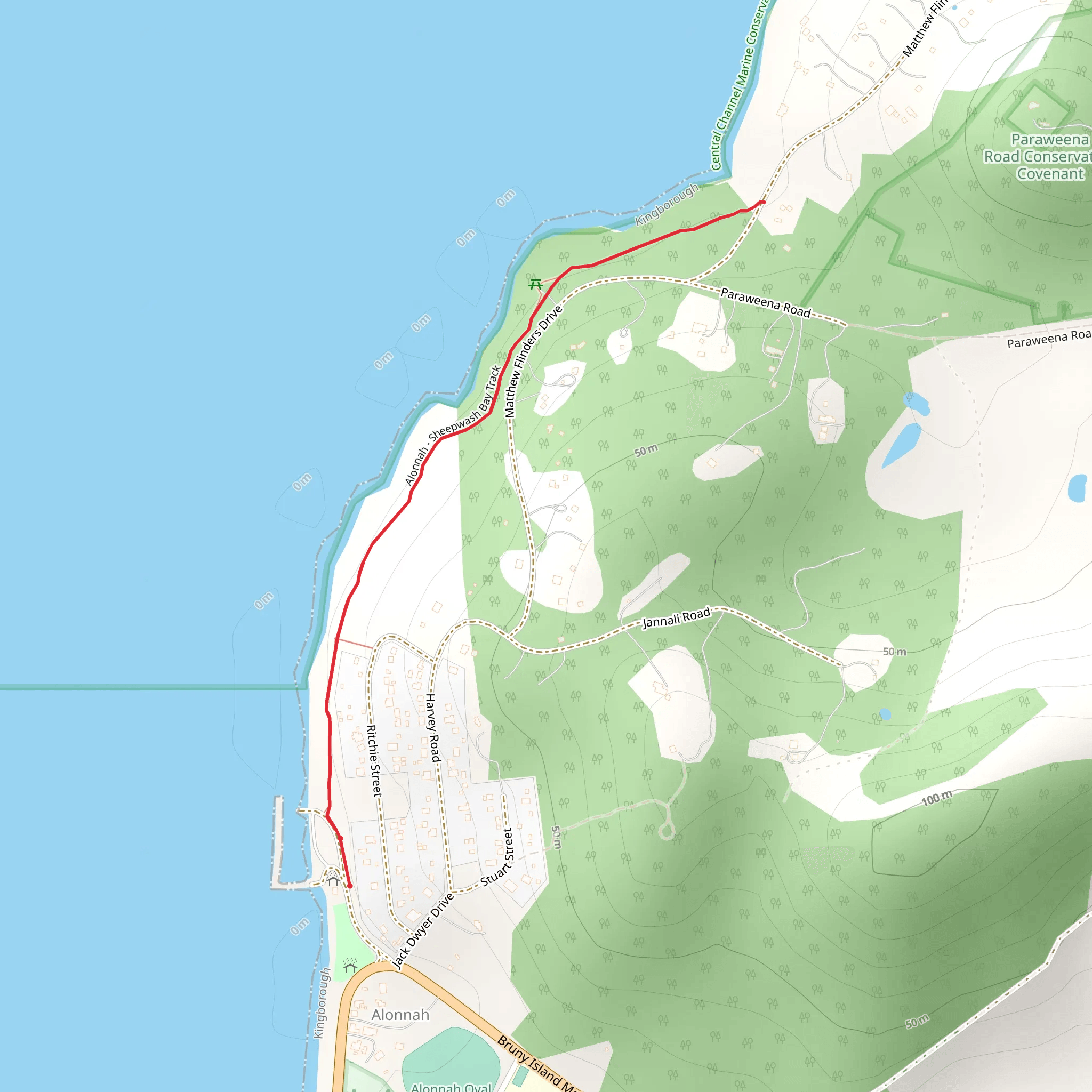 Alonnah-Sheepwash Bay Track mobile static map