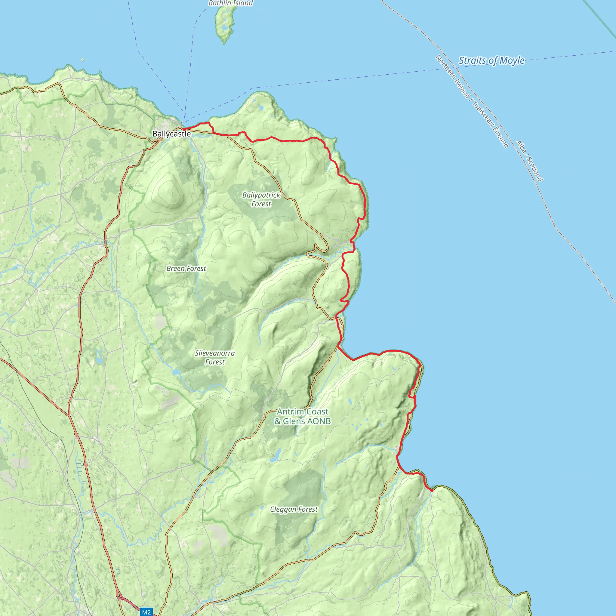Ballycastle to Glenarm mobile static map