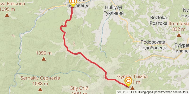 Trans Carpathian Hike stage 48 Map