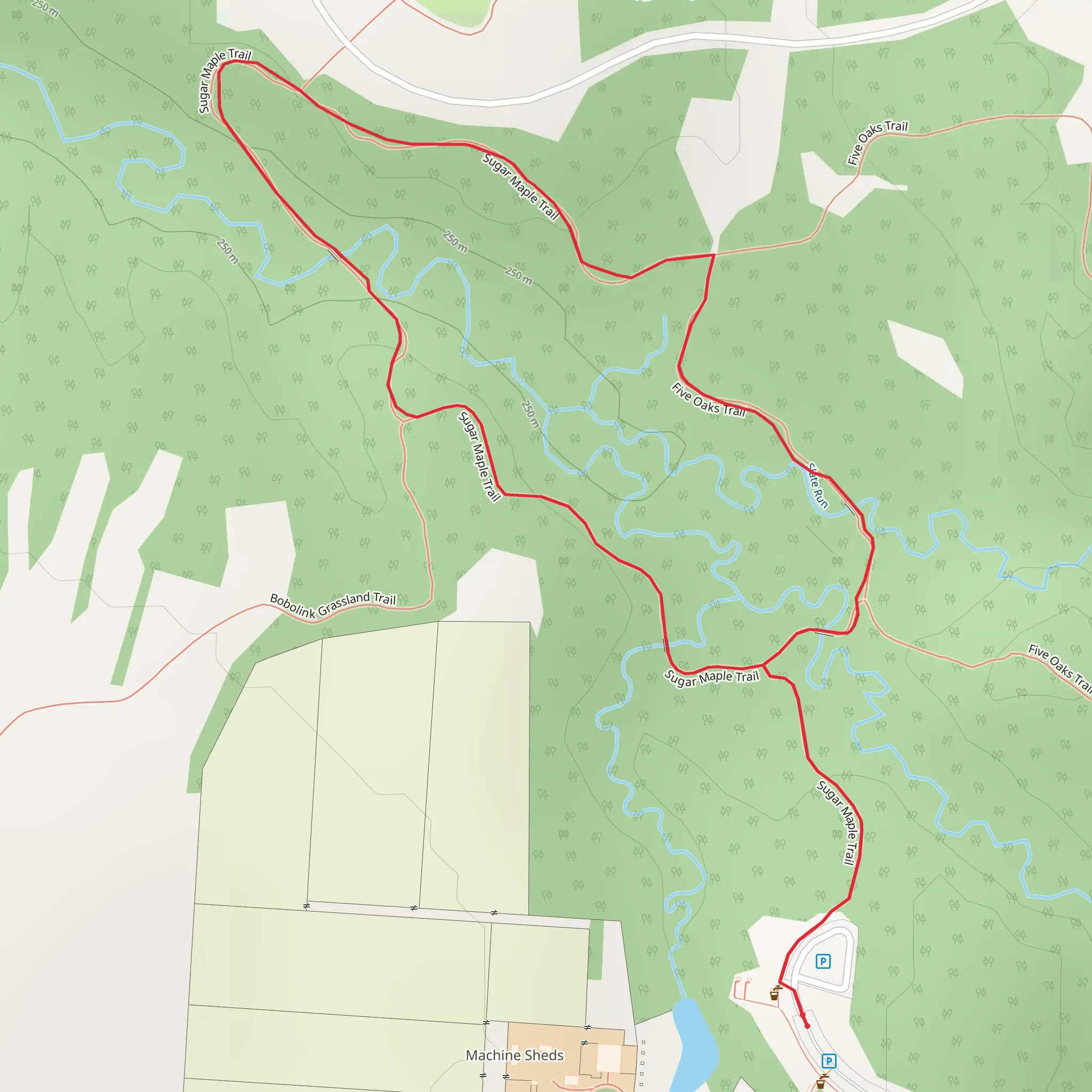 Five Oaks Trail and Sugar Maple Trail Loop mobile static map