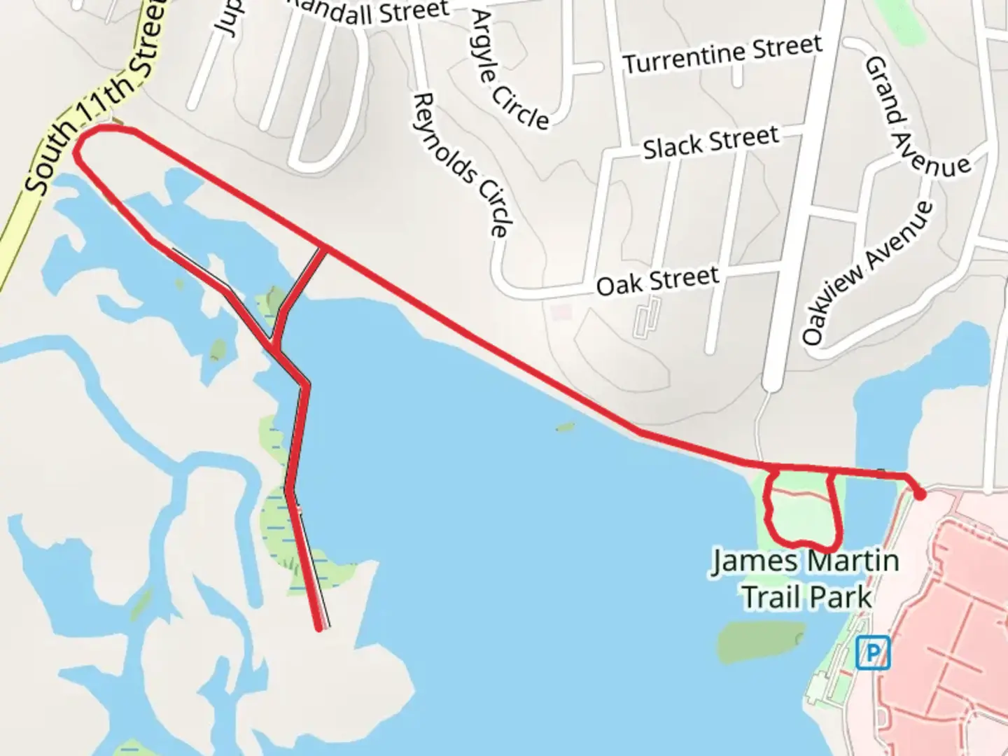 An image depicting the trail Old South 4th Street Loop and its surrounding area.