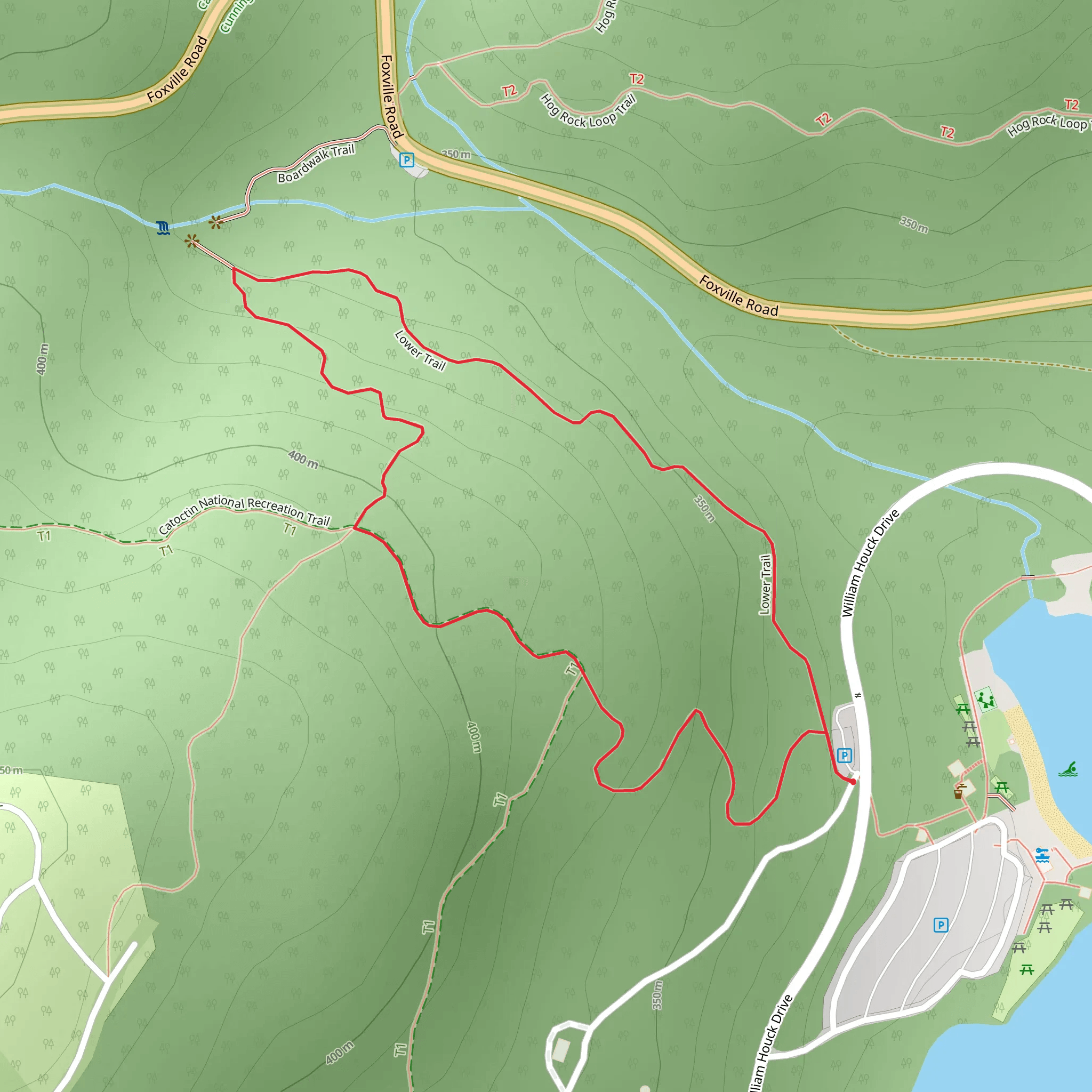 Catoctin National Recreation and Lower Loop Trail mobile static map