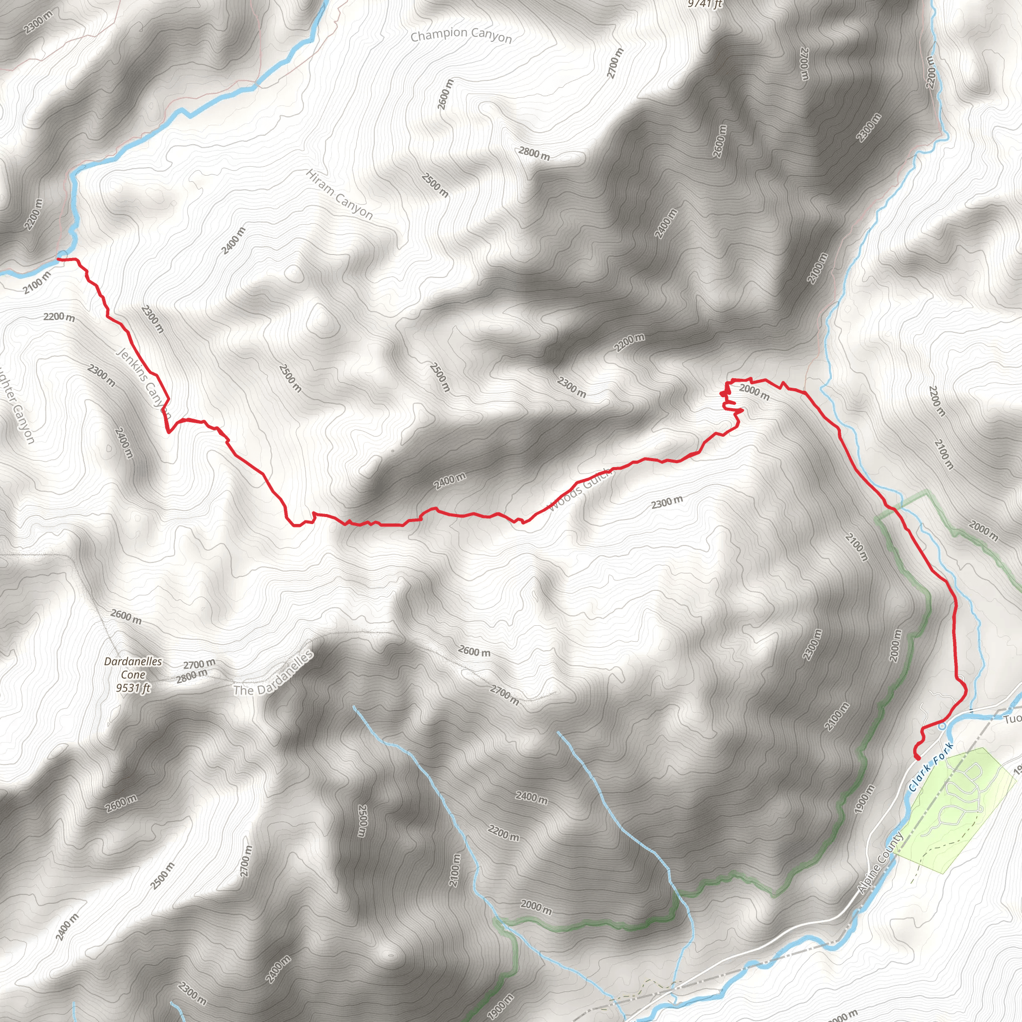 Woods Gulch - Jenkins Canyon Trail mobile static map