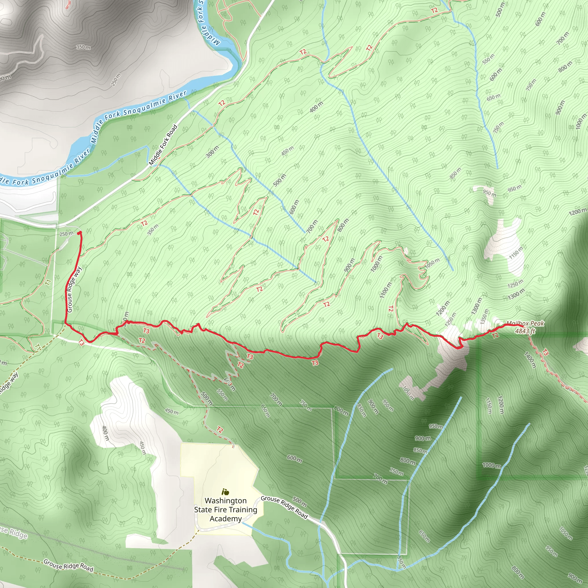 Mailbox Peak Trail Out and Back mobile static map