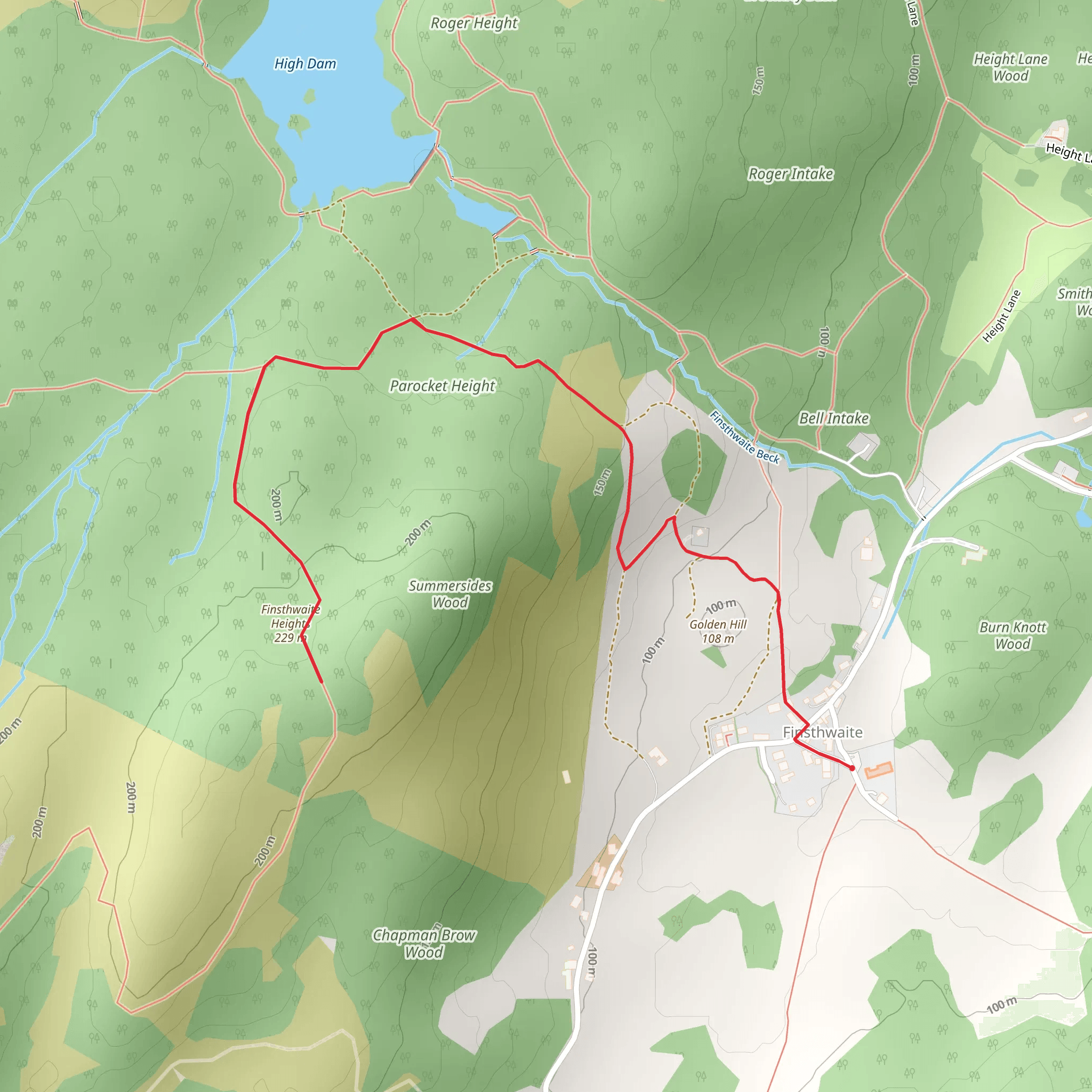 Parocket Height and Finsthwaite Heights Walk mobile static map