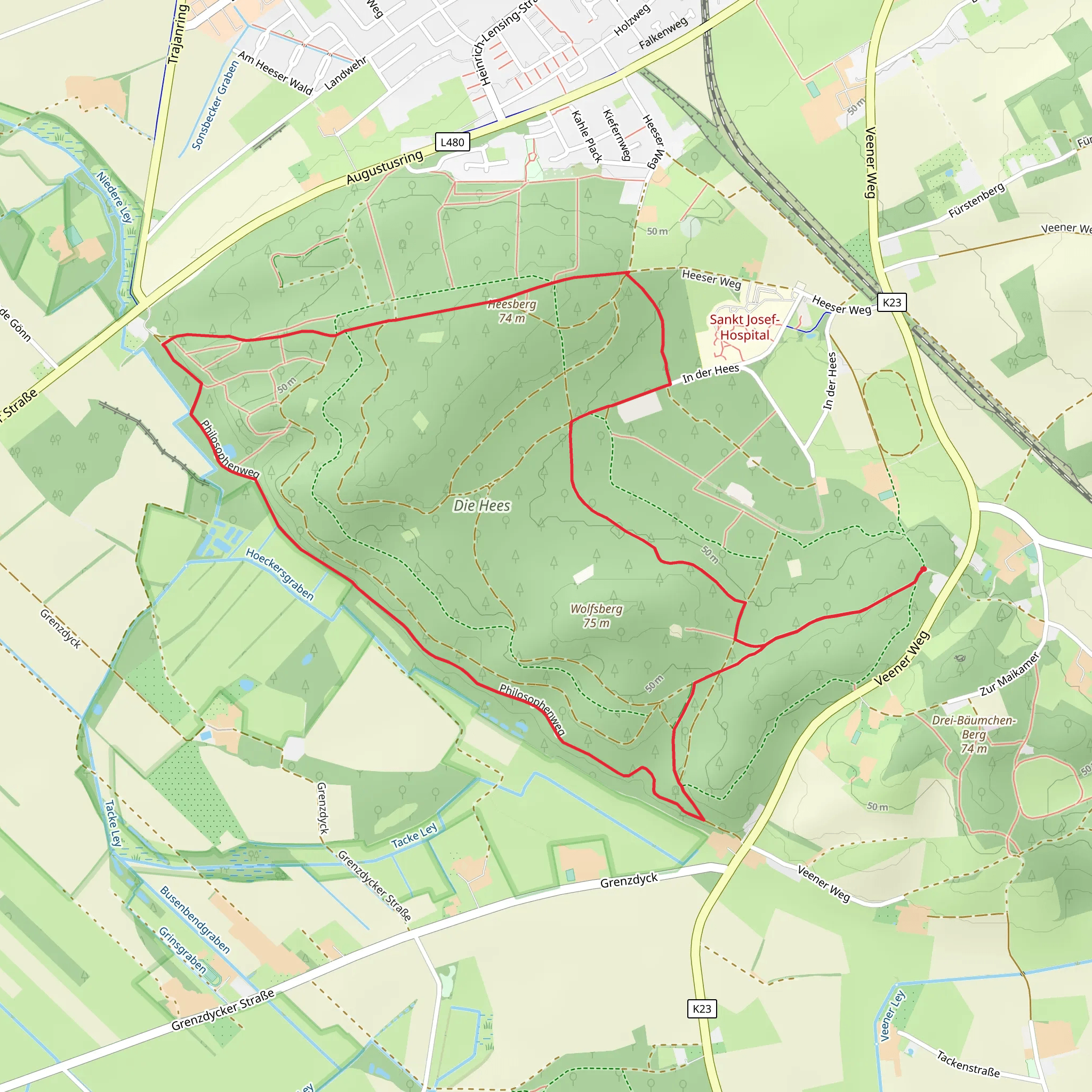 Wolfsburg, Die Hees and Feuer Wachtturm Loop mobile static map