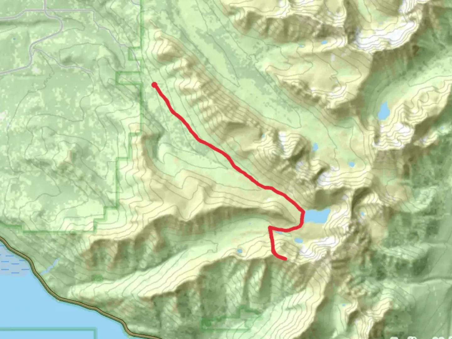 An image depicting the trail Lower McHugh Lake via Rabbit Lake Trail and its surrounding area.